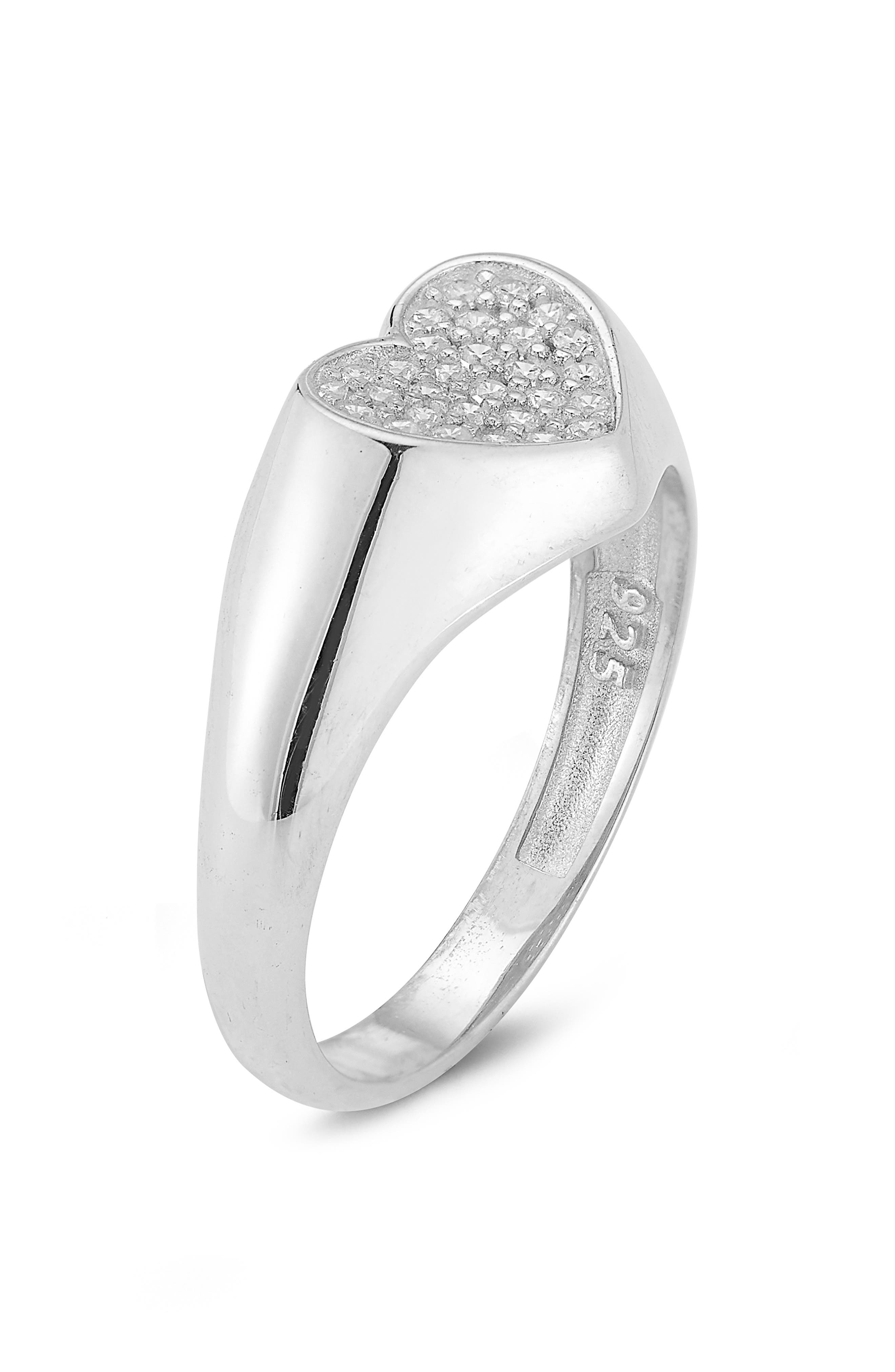 SPHERA MILANO 14K Gold Plate Heart Shape CZ Signet Ring