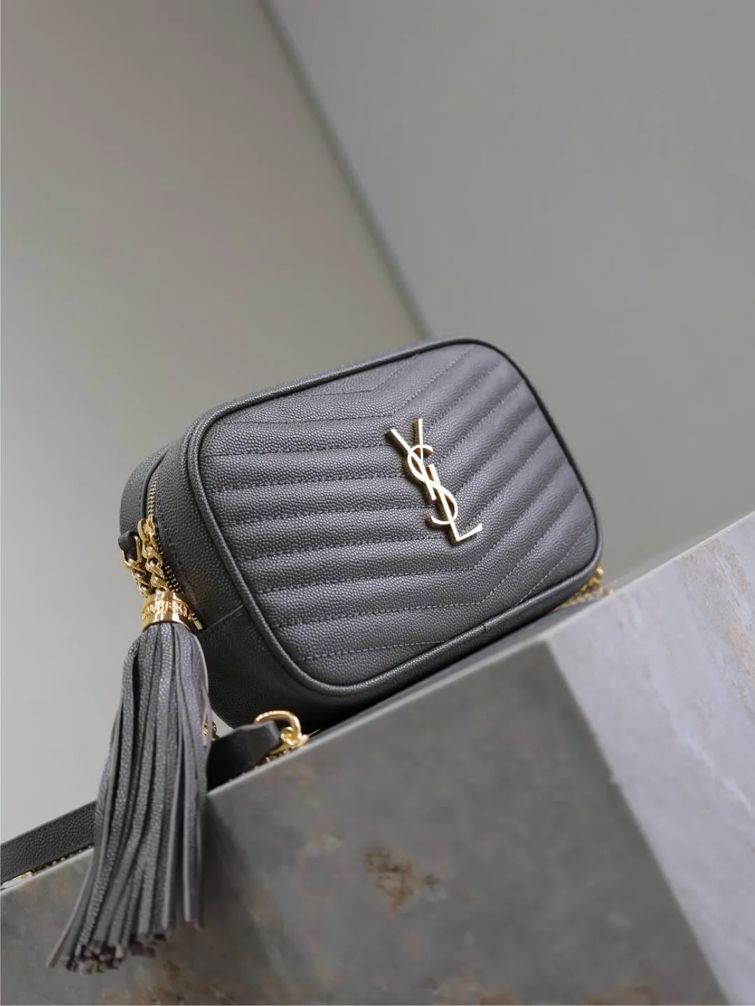 Saint Laurent Grey Calfskin Shoulder Bag product photo from LabelPicks