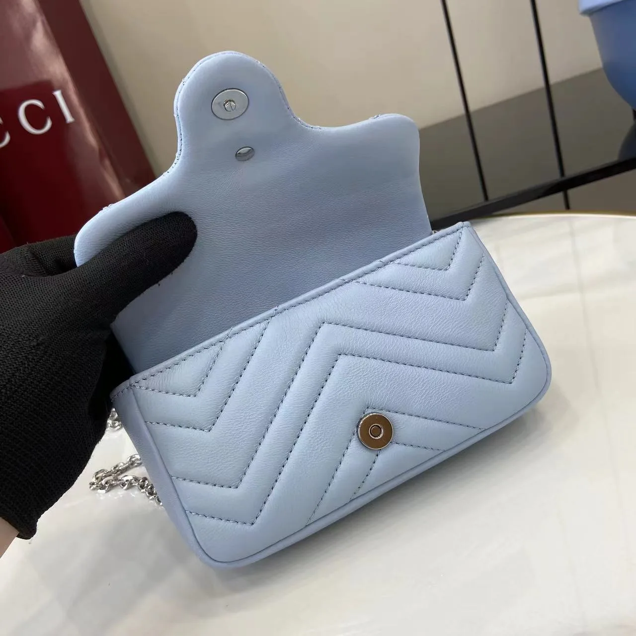 Gucci Marmont Blue GG Supreme Canvas Crossbody Bag product photo from LabelPicks