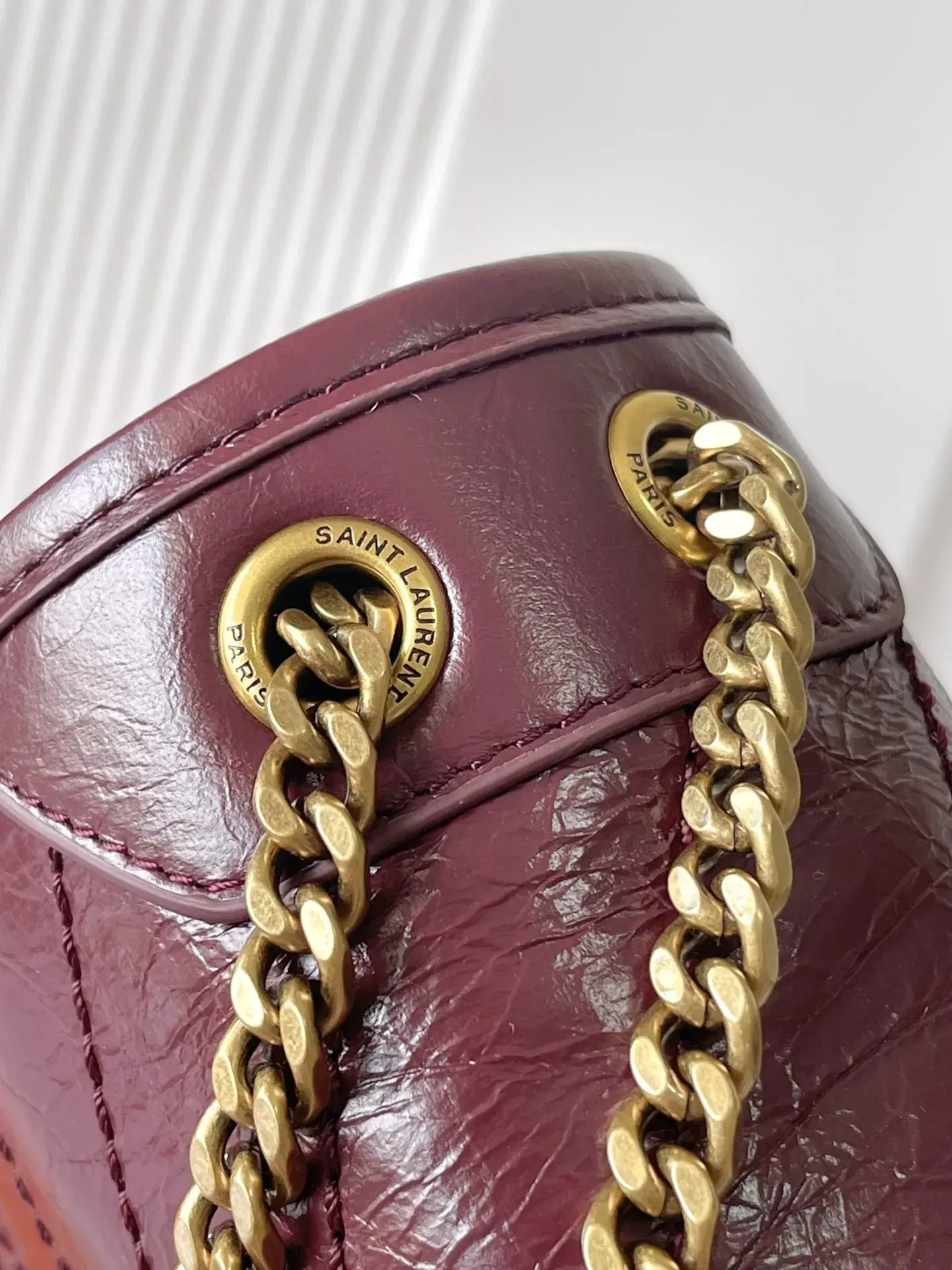 Saint Laurent Burgundy Niki Calfskin Shoulder Bag product photo from LabelPicks