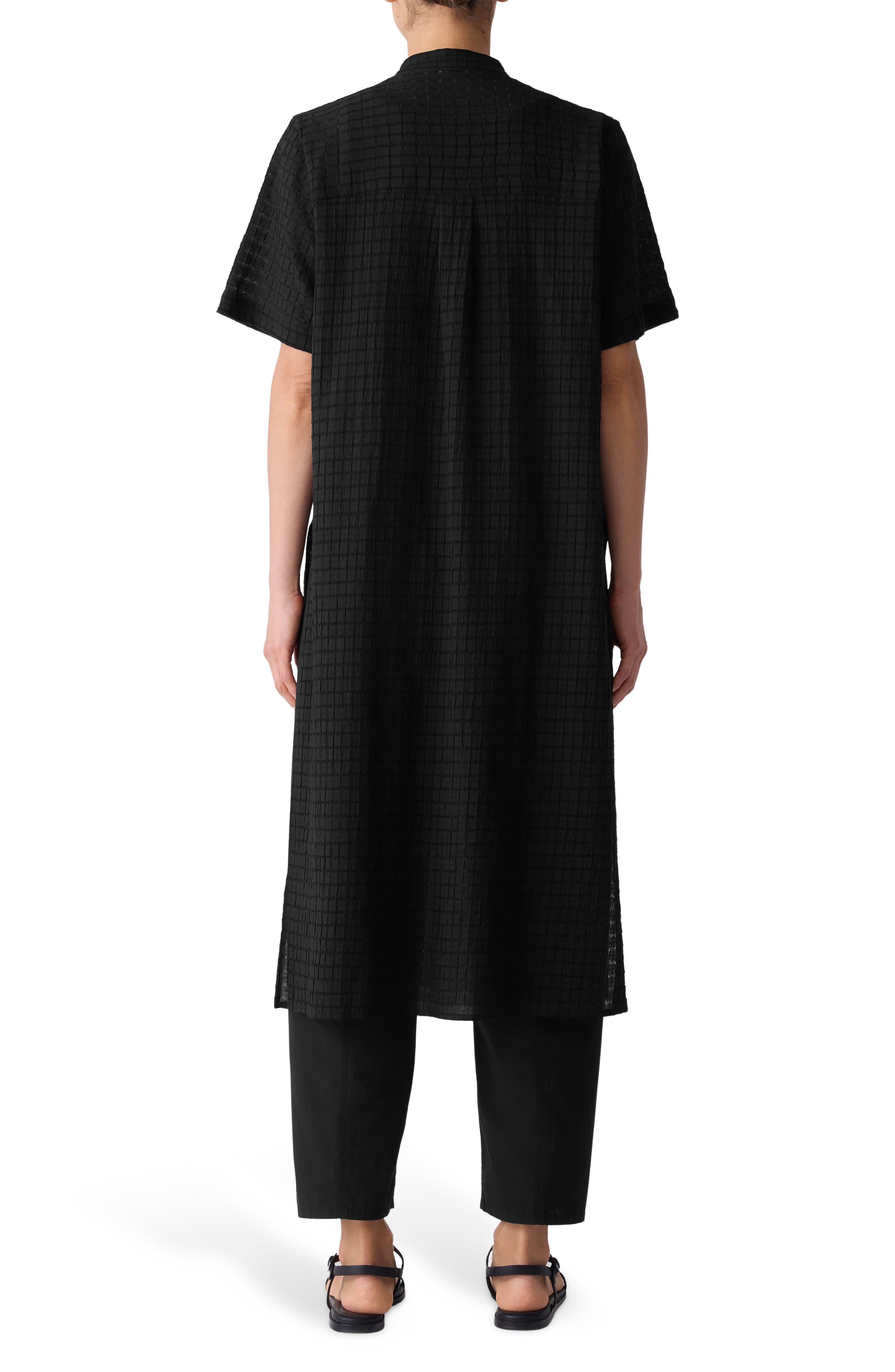 Eileen Fisher Longline Organic Cotton Blend Button-Up Shirt