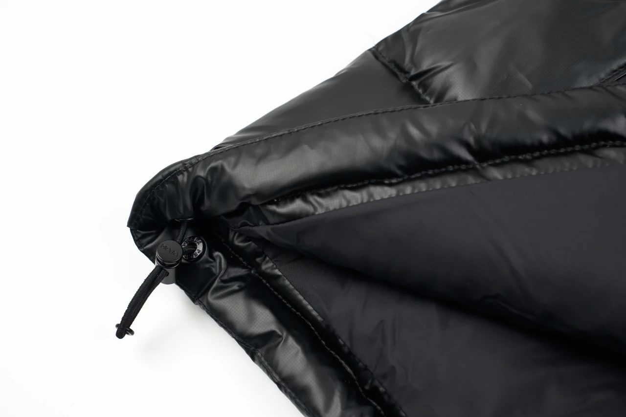 Prada Black Hooded Triangle Logo Down Jacket product photo from LabelPicks