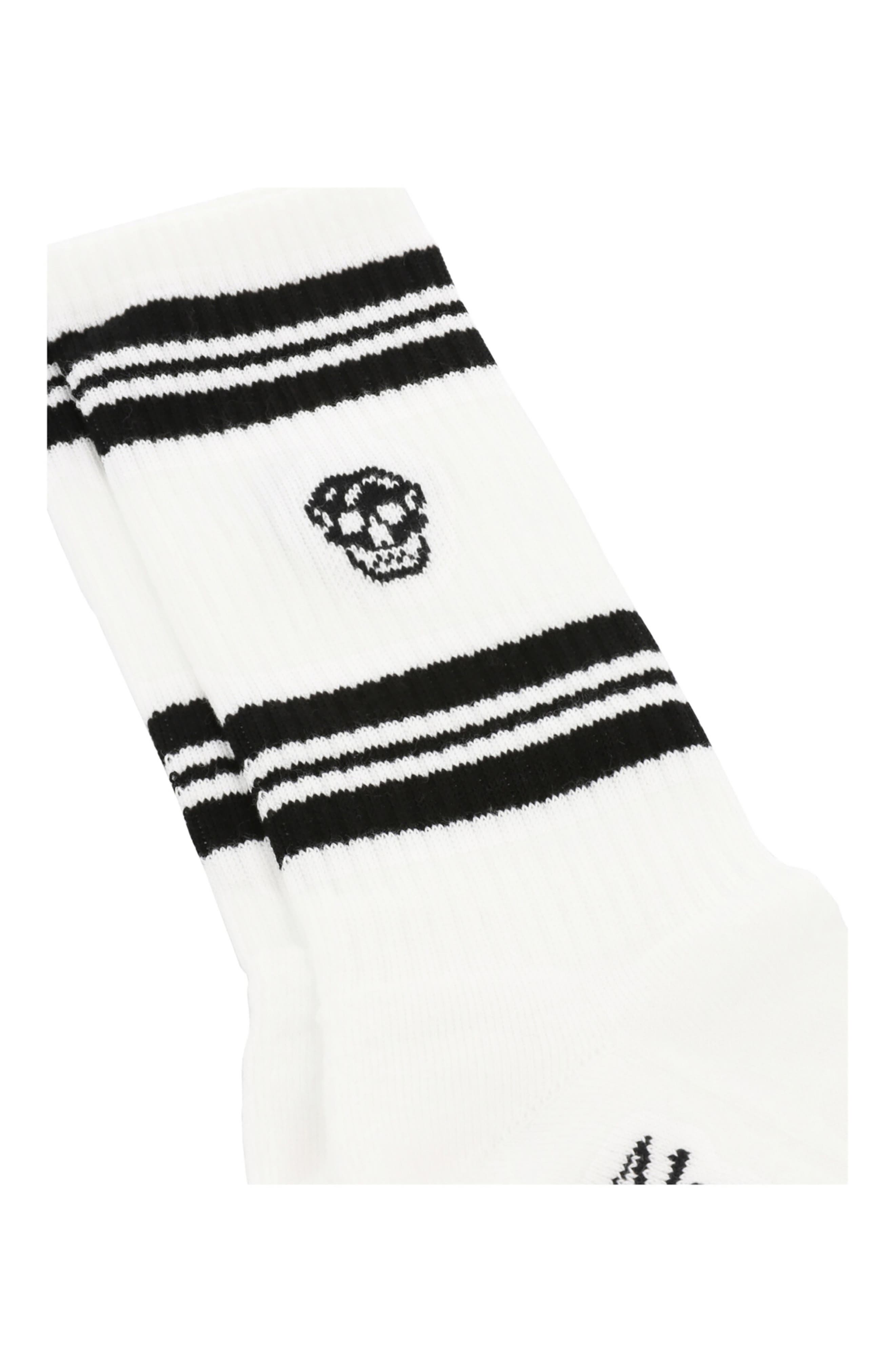 McQueen Stripe Skull Logo Crew Socks