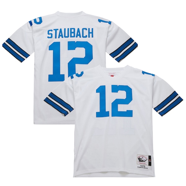 Roger Staubach Dallas Cowboys 1975  Authentic Throwback Retired Player Jersey - White/Royal