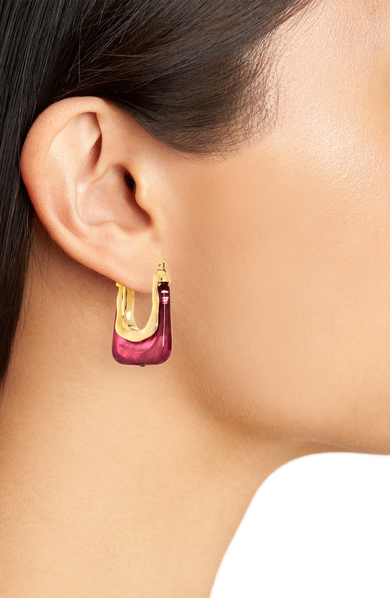 Tasha Set of 2 Resin Oval Hoop Earrings