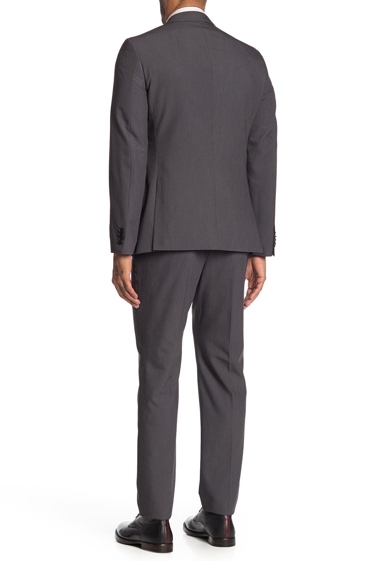 SAVILE ROW CO Brixton Grey Solid Two Button Notch Lapel Extra Trim Suit