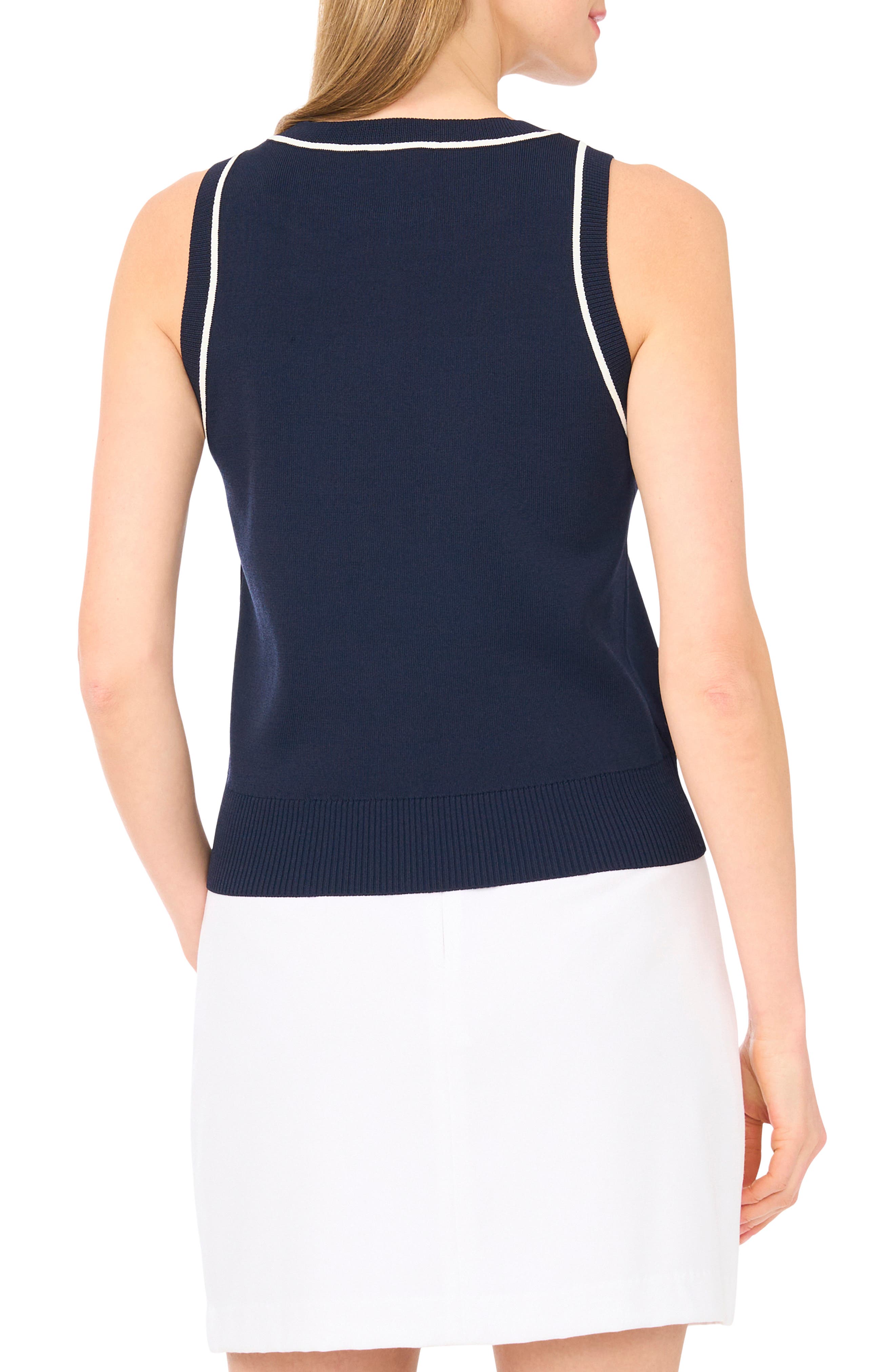 Halogen® Stripe Trim Sweater Tank
