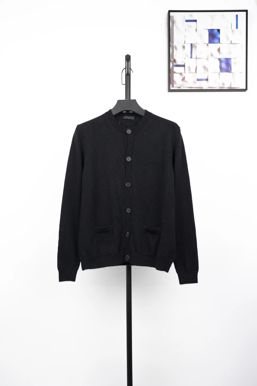 Prada Black Knit Cardigan with Back Triangle Logo product photo from LabelPicks