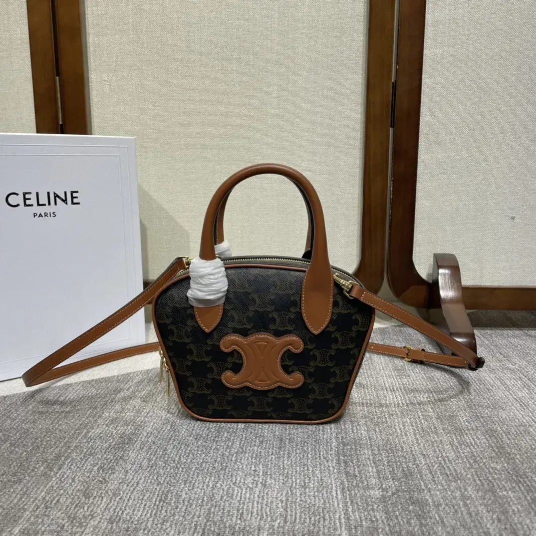 Celine Triomphe Brown Calfskin Top Handle Bag product photo from LabelPicks