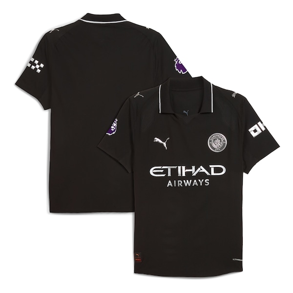 Manchester City Puma 2025/26 Away Authentic Jersey - Black/Light Blue