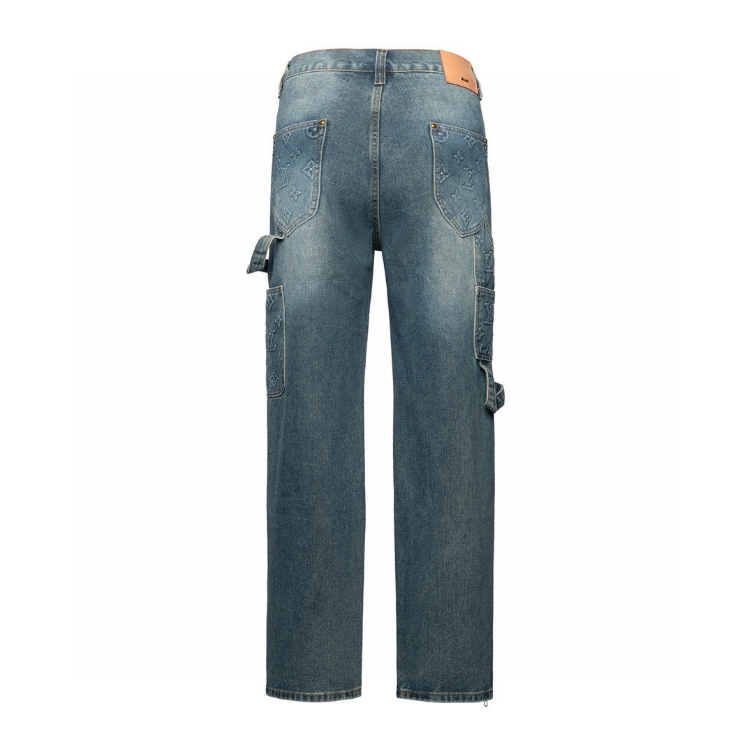 0907 Cargo functional denim pants