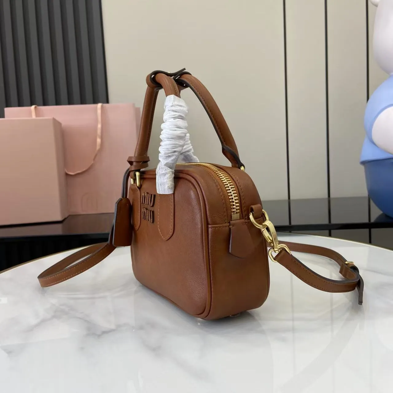 Miu Miu Brown Calfskin Top Handle Bag product photo from LabelPicks
