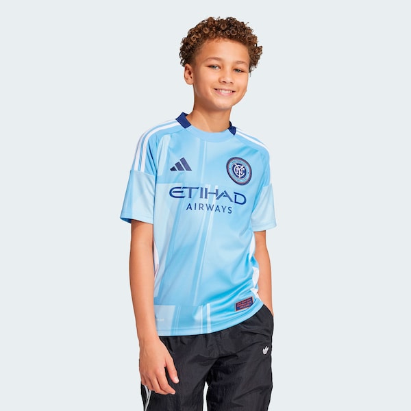 New York City FC adidas Youth 2025 The Excelsior Kit Replica Jersey - Light Blue