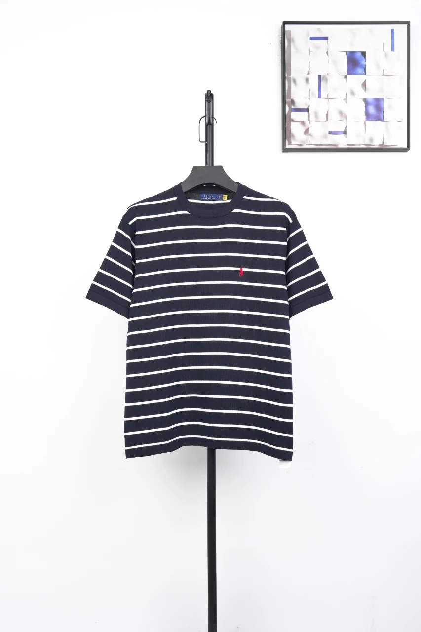 Ralph Lauren Navy Stripe Pony Embroidered Knit T-Shirt product photo from LabelPicks