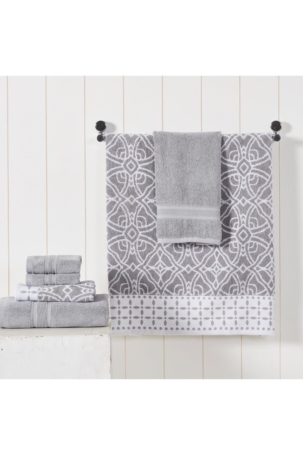 Modern Threads Yarn Dyed Jacquard/Solid Towel 6-Piece Set - Monore Blue