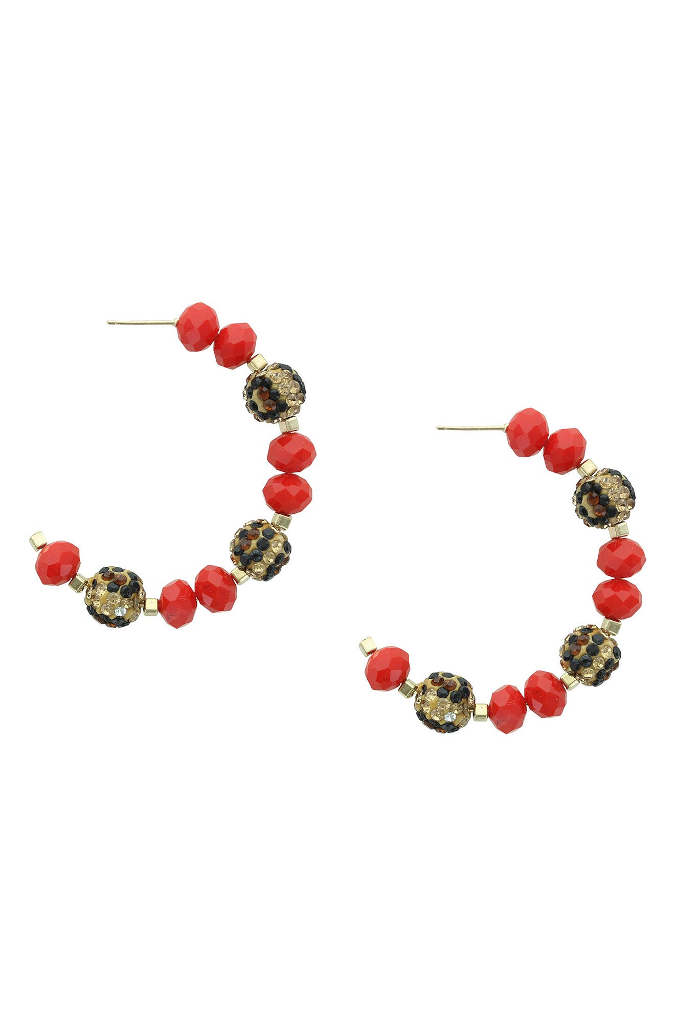 OLIVIA WELLES 14K Gold Plated Beaded Hoop Earrings