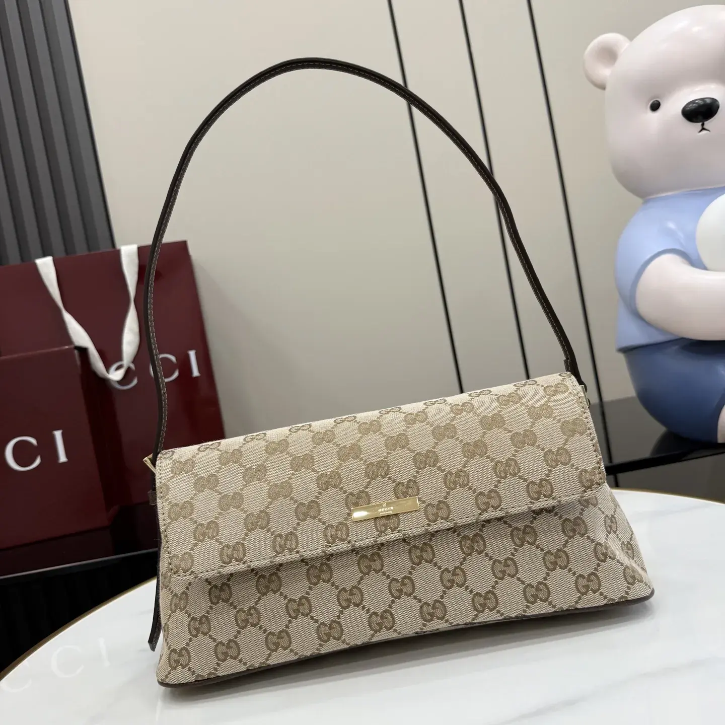 Gucci Brown Generation Canvas and Leather Shoulder Bag product photo from LabelPicks