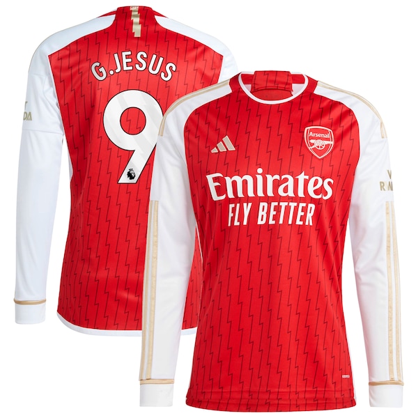 Gabriel Jesus Arsenal adidas 2023/24 Home Replica Player Long Sleeve Jersey - Red