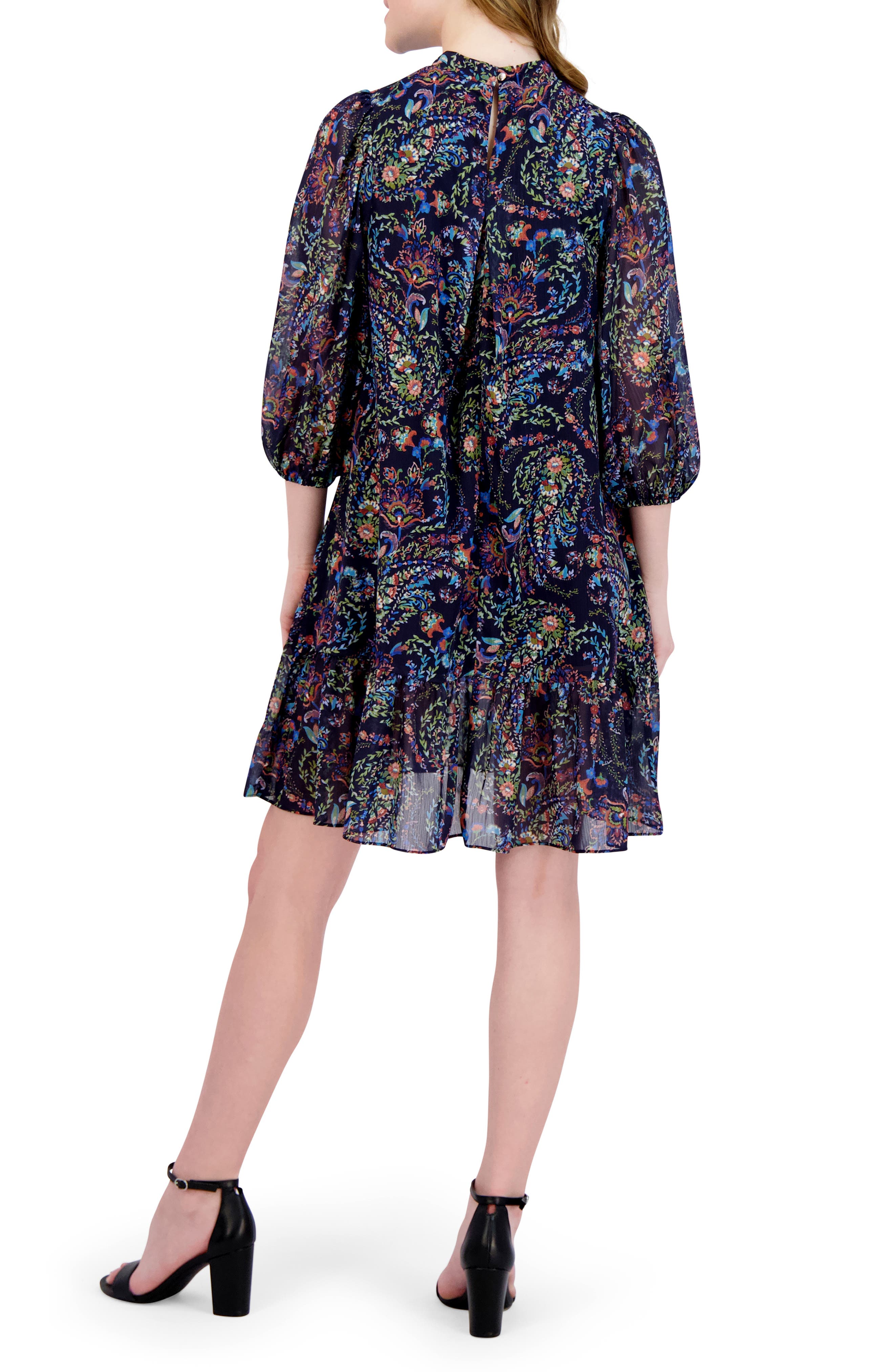 Julia Jordan Mock Neck Three-Quarter Sleeve Dress