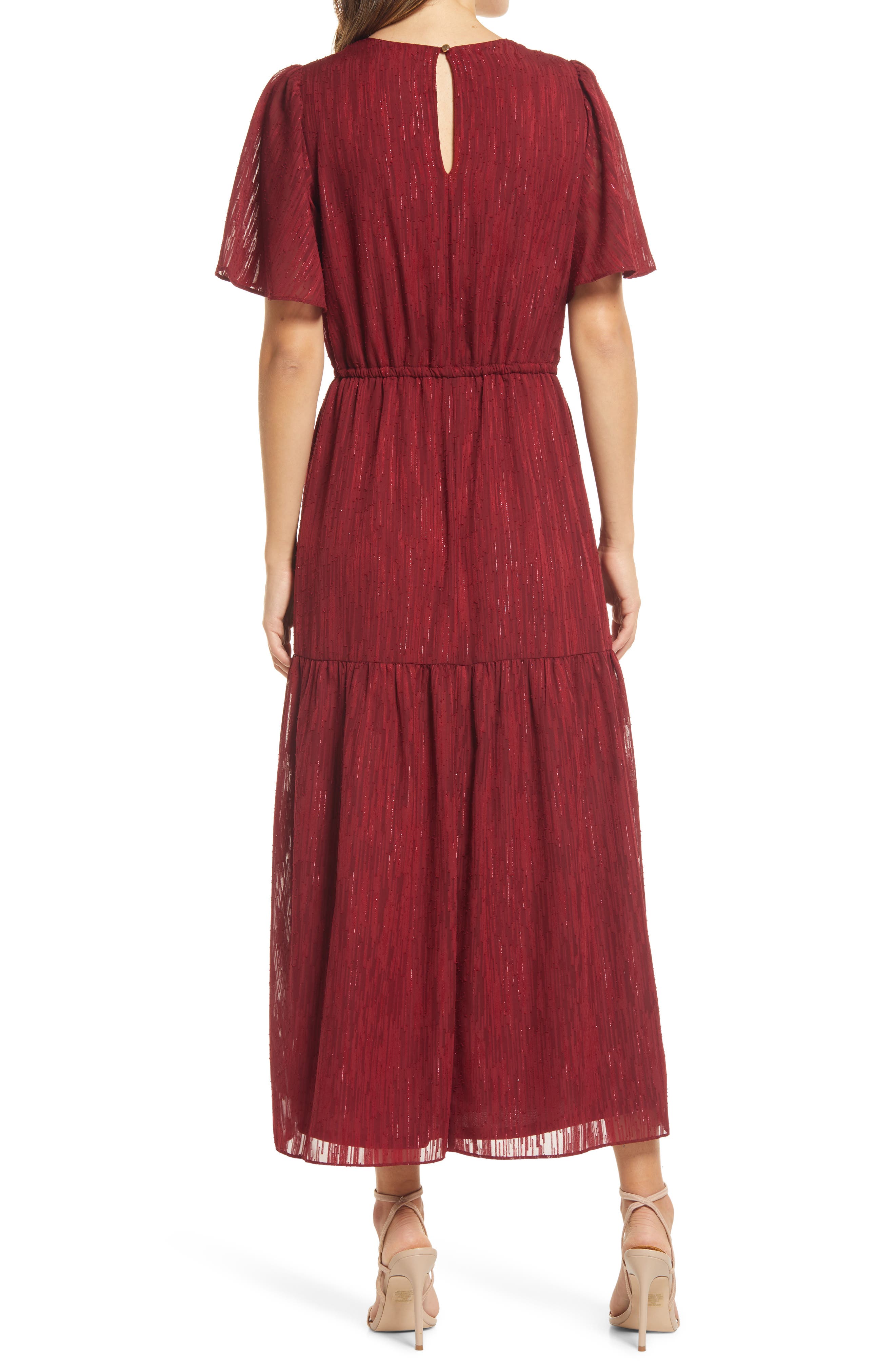Julia Jordan Donna Ricco V-Neck Flutter Sleeve Maxi Dress