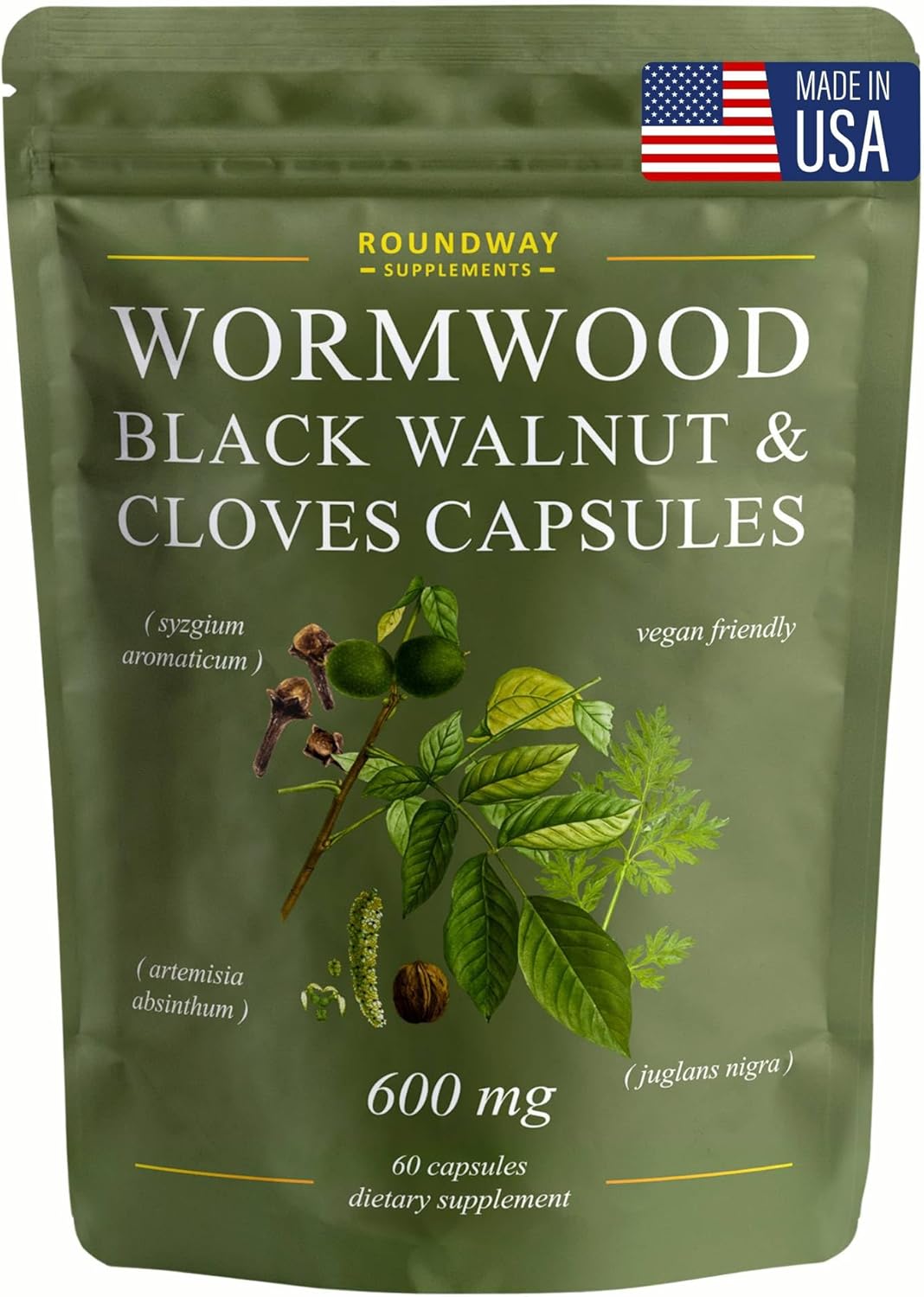 Wormwood Black Walnut And Clove Capsules| High Strength Supplement For Humans| 2 Months Supply| 60 Capsules, 600mg Per Serving| Vegan Supplement And UK Made (Pack Of 3) : Health & Personal Care