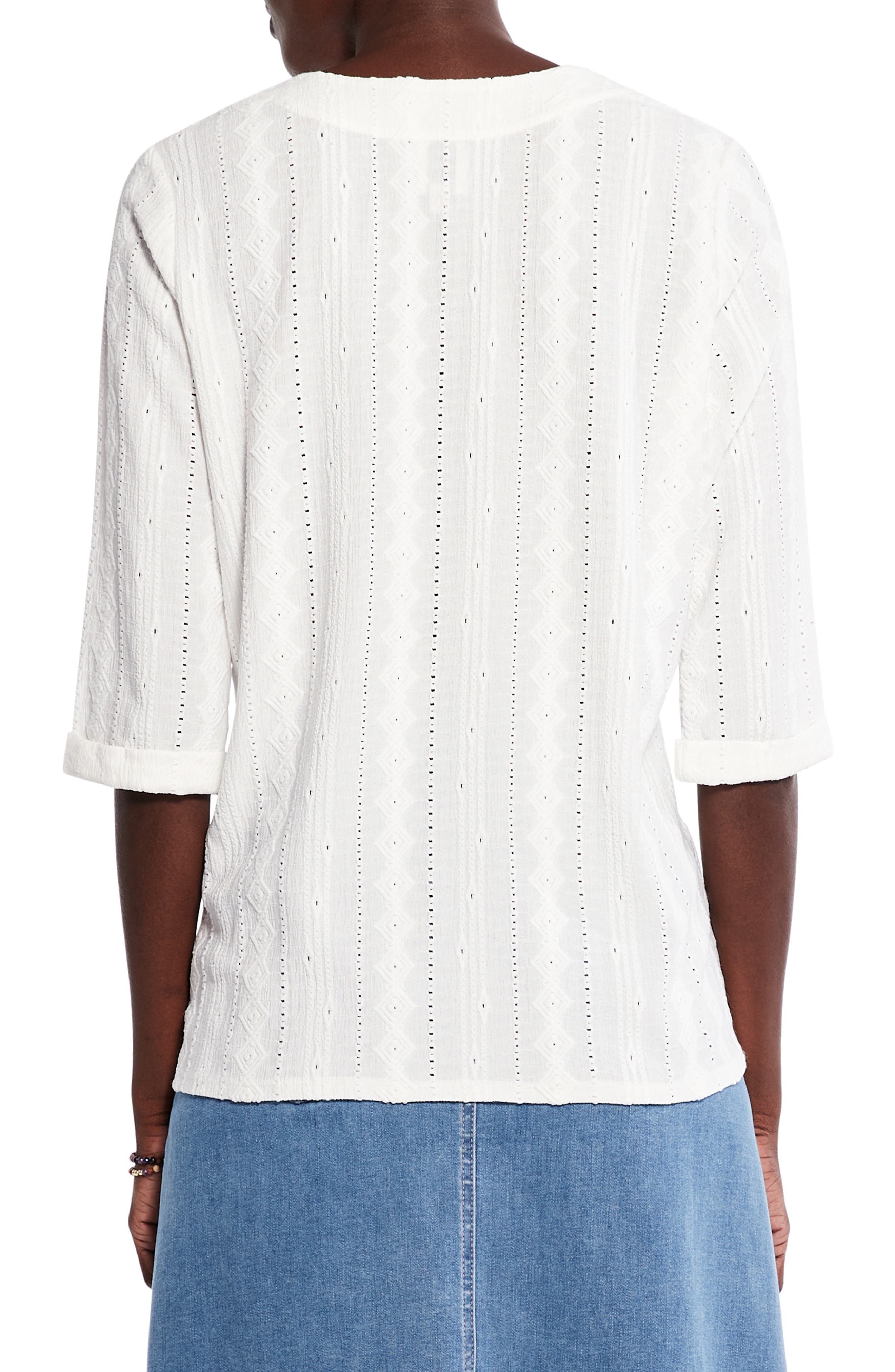 NIC+ZOE Embroidered Eyelet Popover Blouse
