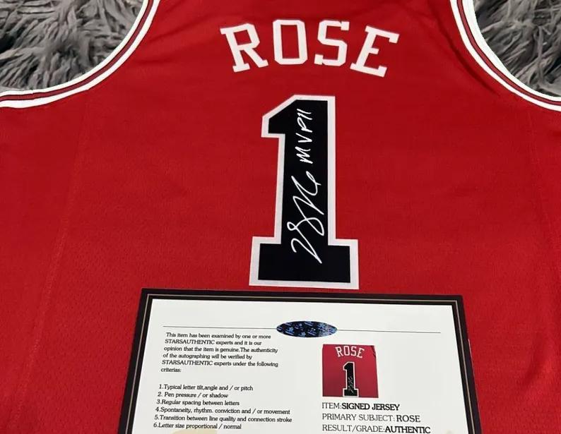 Derrick Rose SIGNED Signature Chicago Bulls Red Home Shirt/Jersey - COA 15/16 Retro