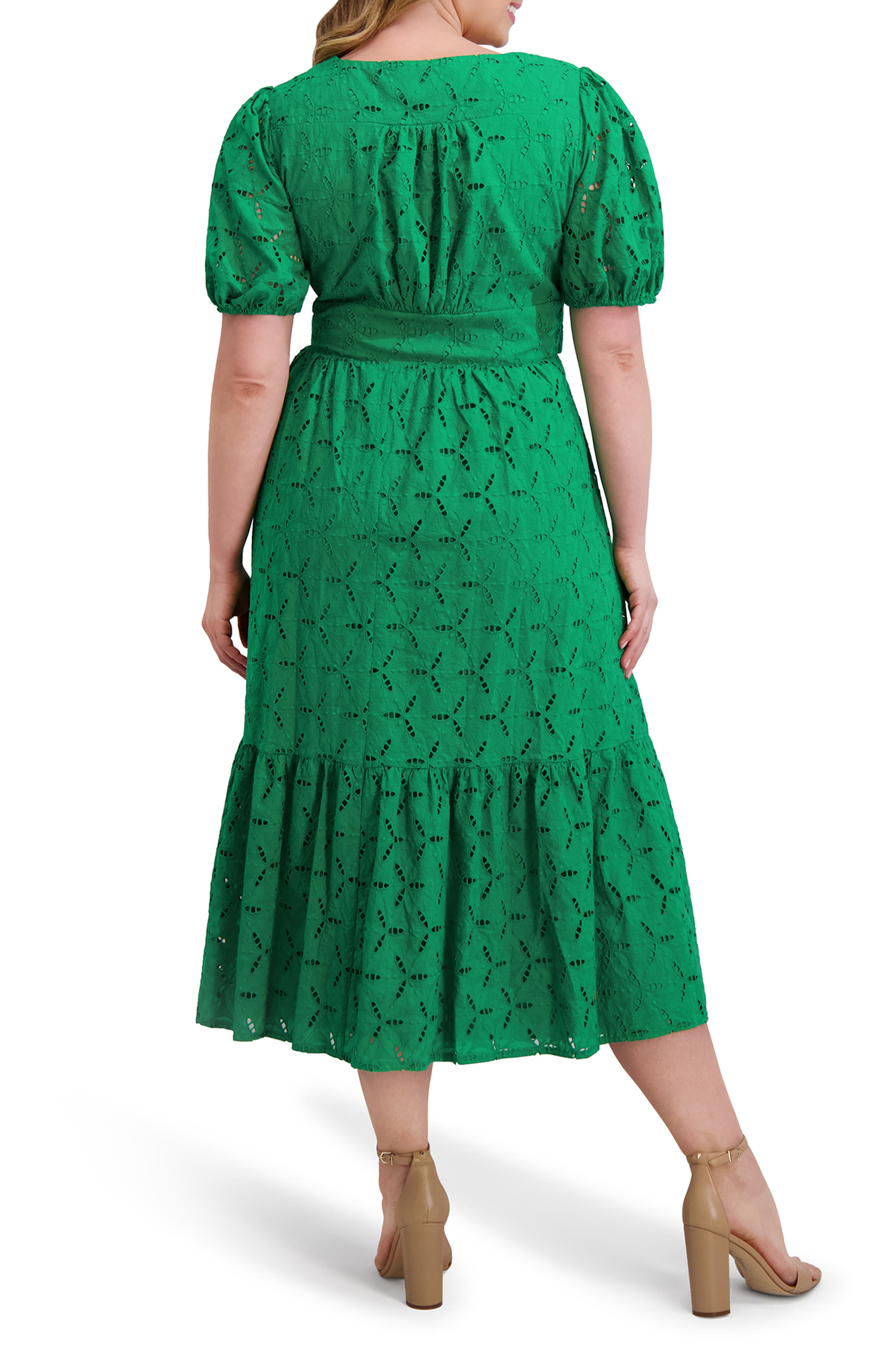 Kensie Cotton Eyelet Midi Dress