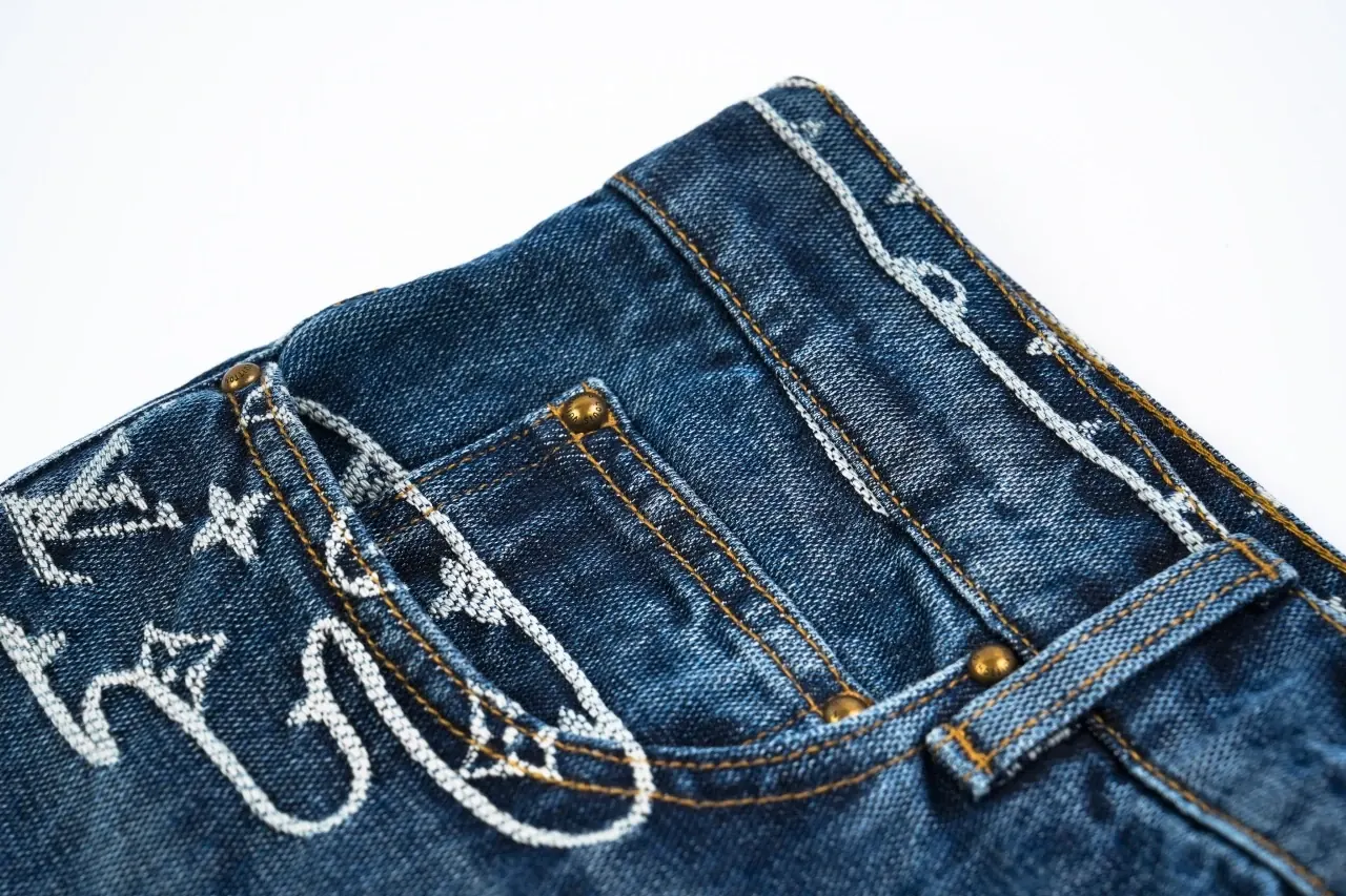 Louis Vuitton Blue Cloud Jacquard Denim Pants product photo from LabelPicks