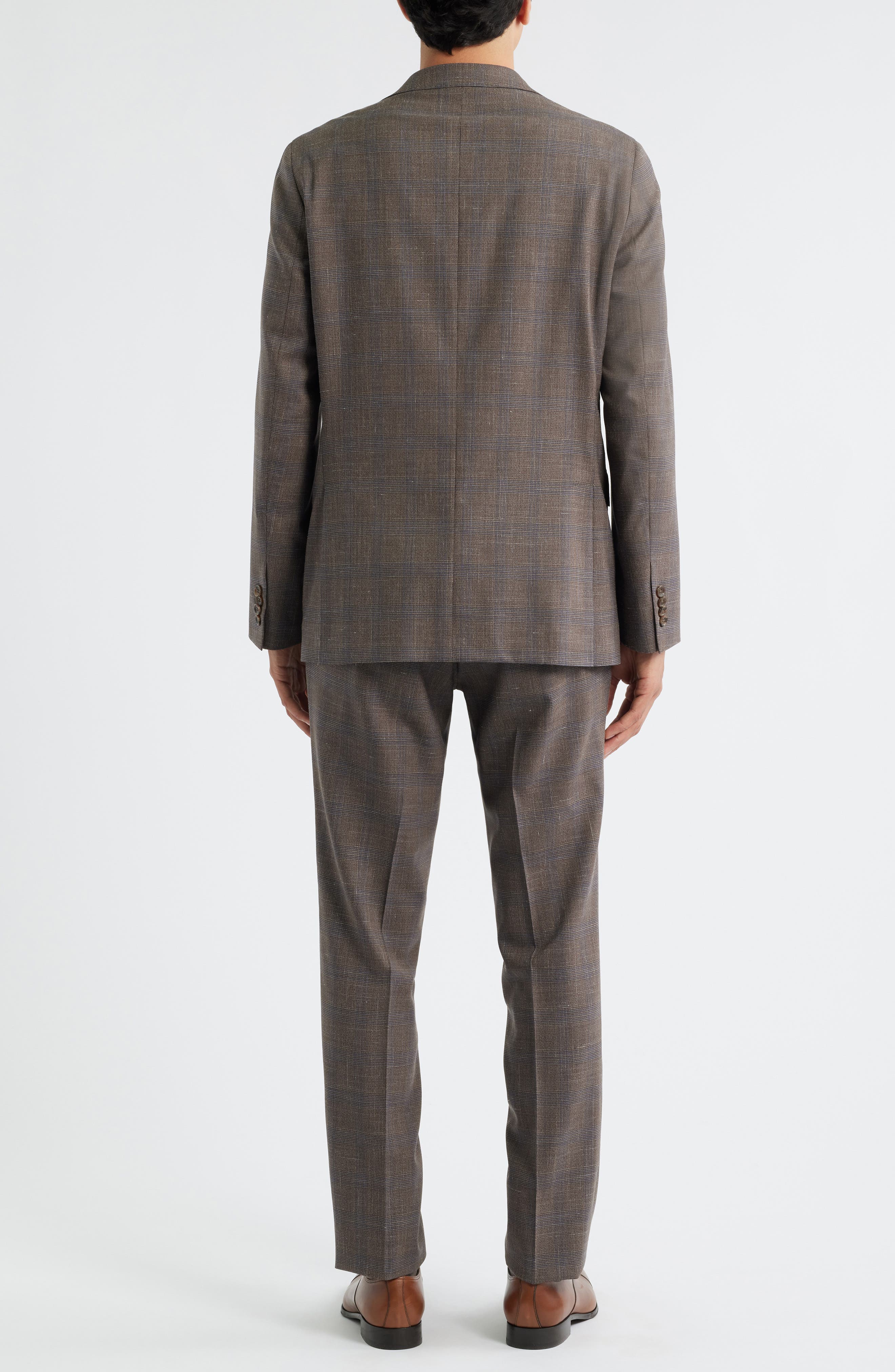 Jack Victor Midland Contemporary Fit Brown Plaid Wool & Silk Blend Suit