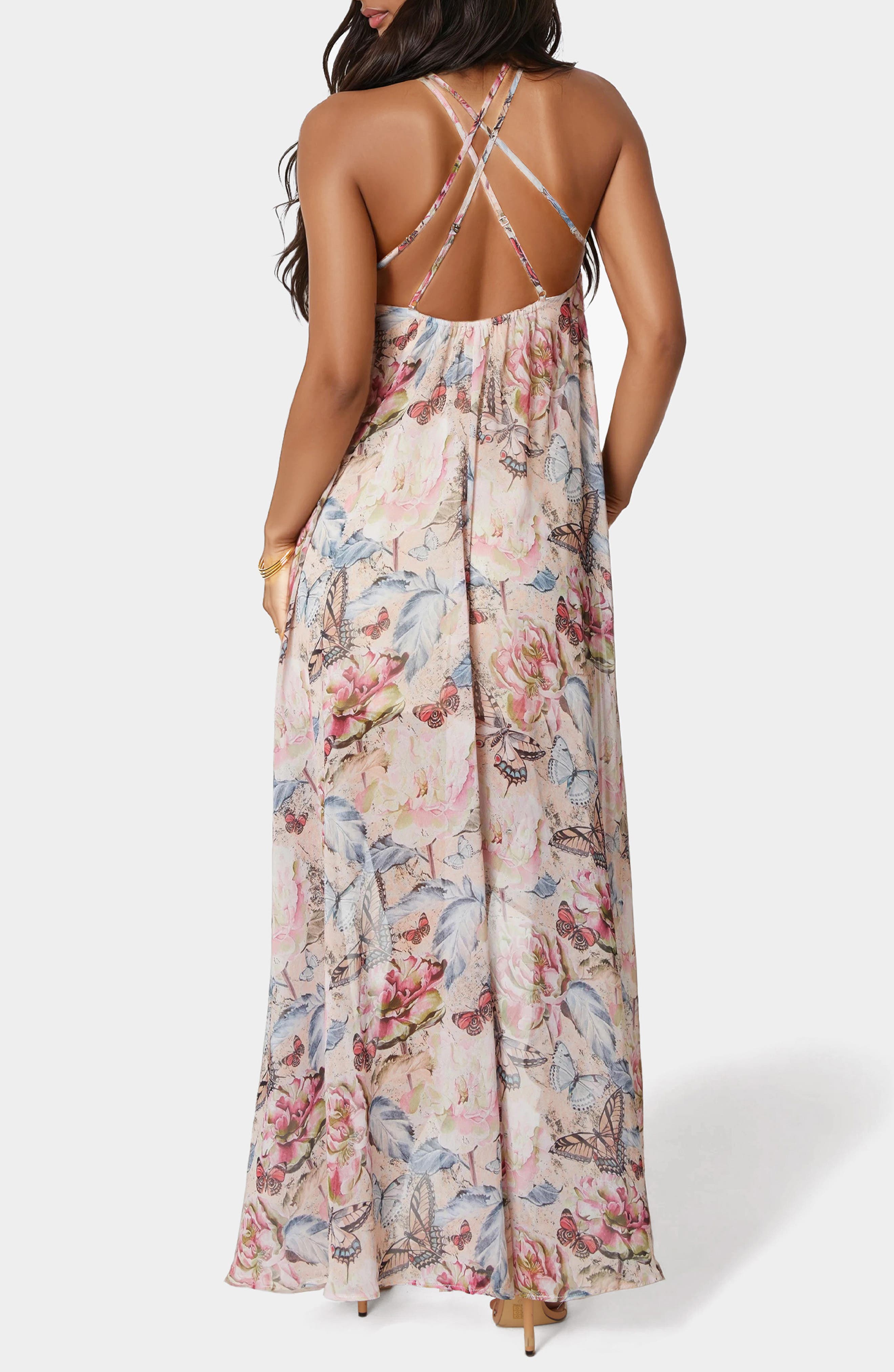 bebe Strappy High/Low Maxi Dress