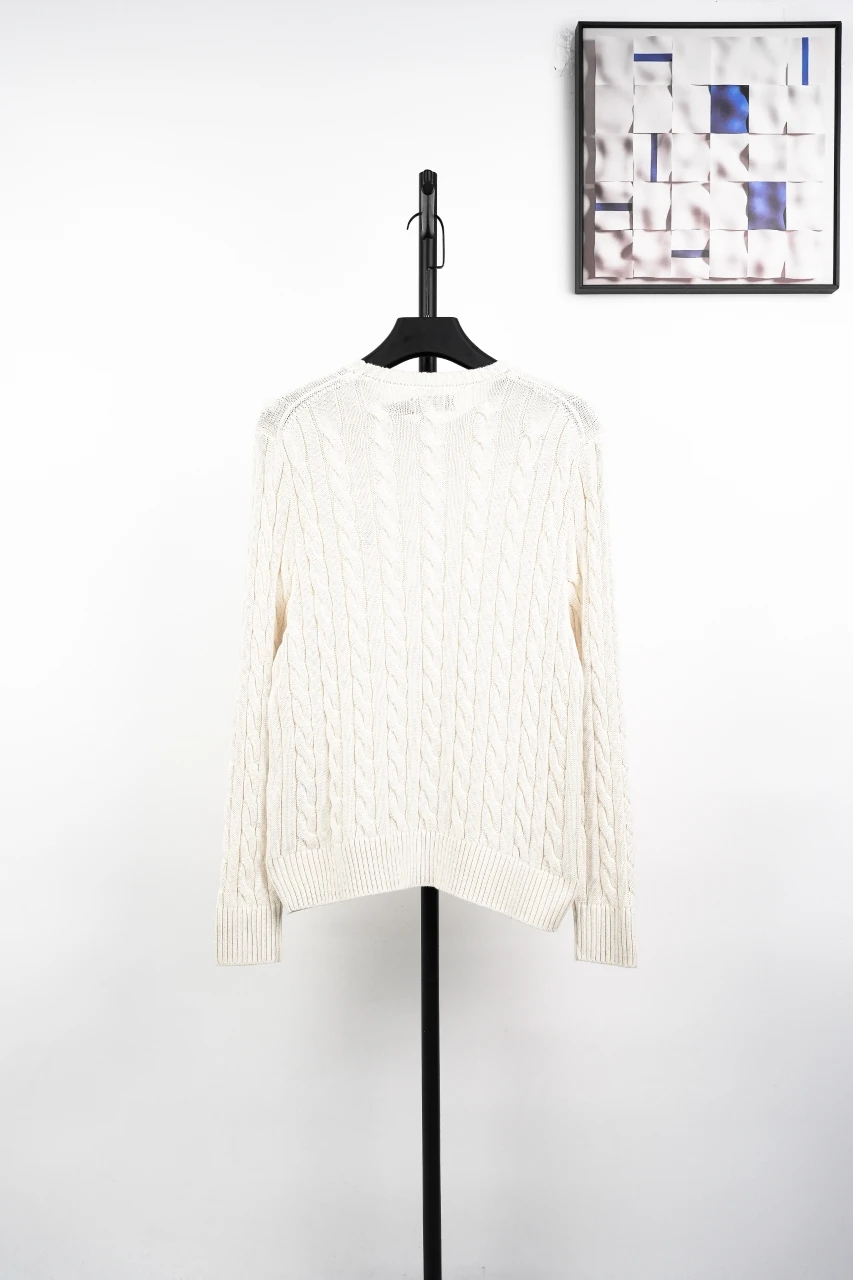 Ralph Lauren Off White Pony Embroidered Cable Knit Crewneck Sweater product photo from LabelPicks