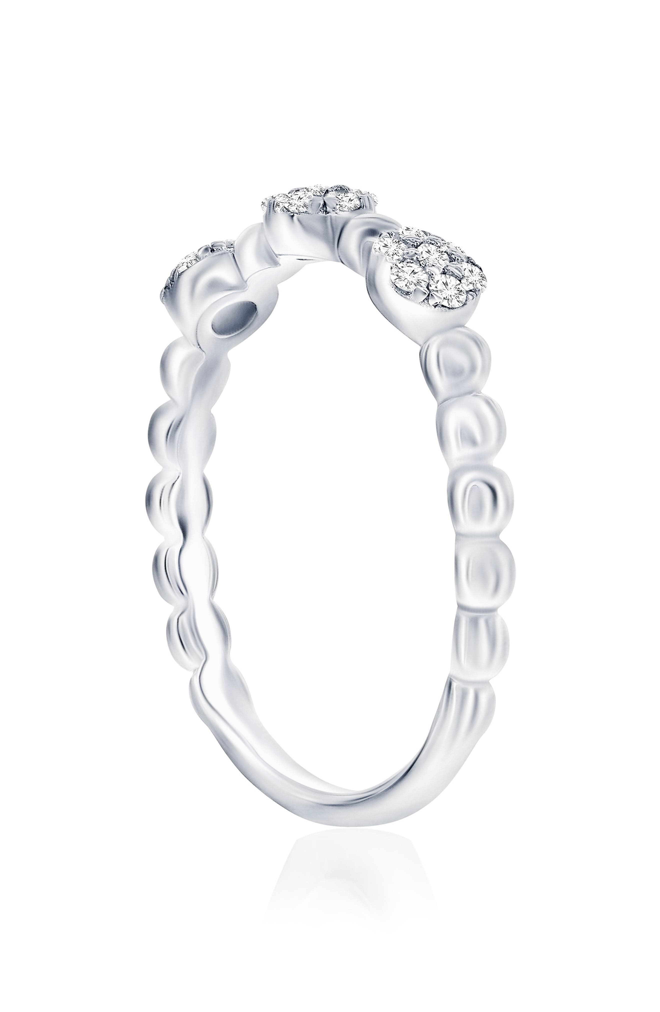 SIMONA Sterling Silver Pavé CZ Beaded Band Ring
