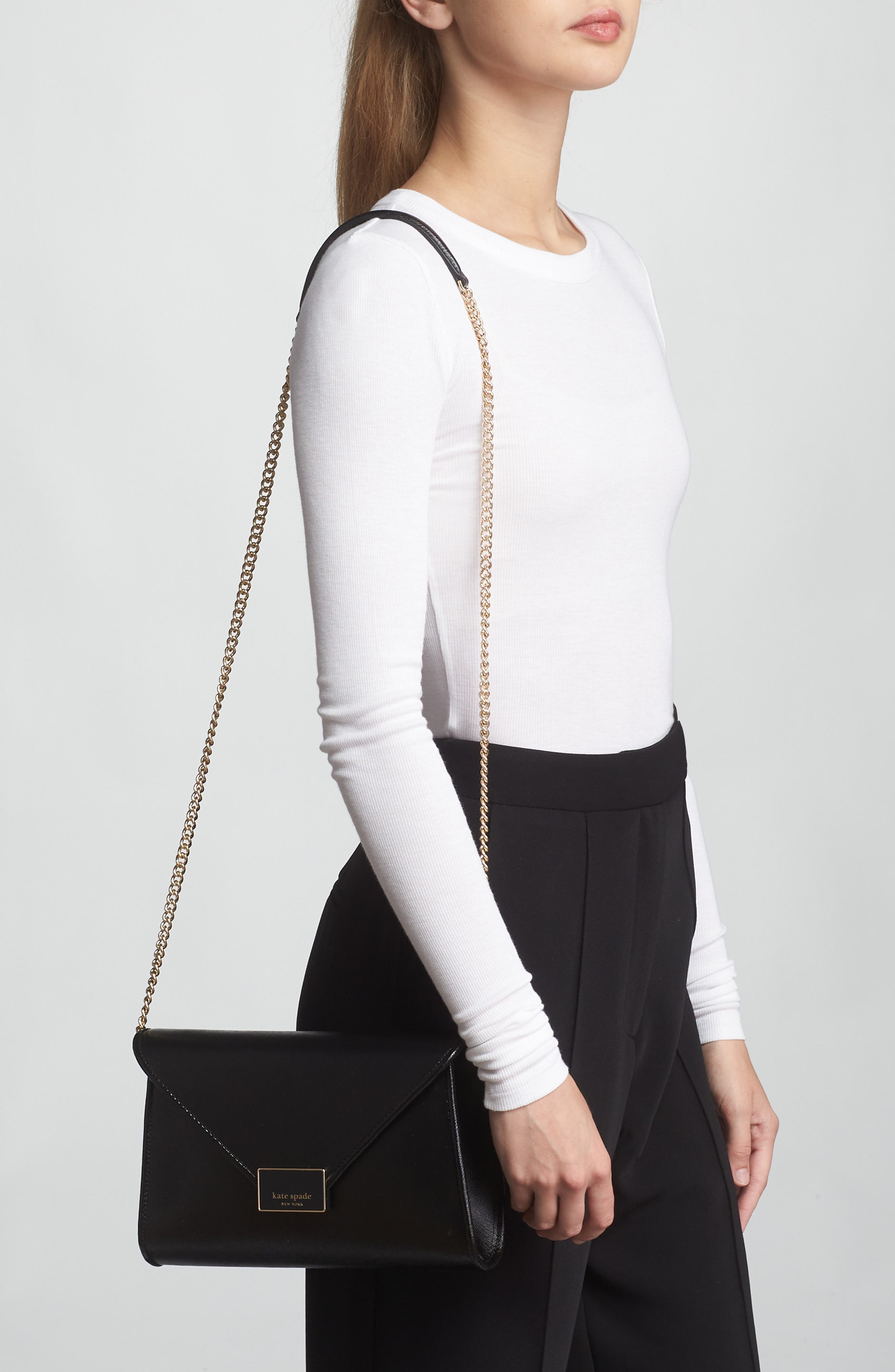 Kate Spade New York anna medium envelope leather convertible clutch