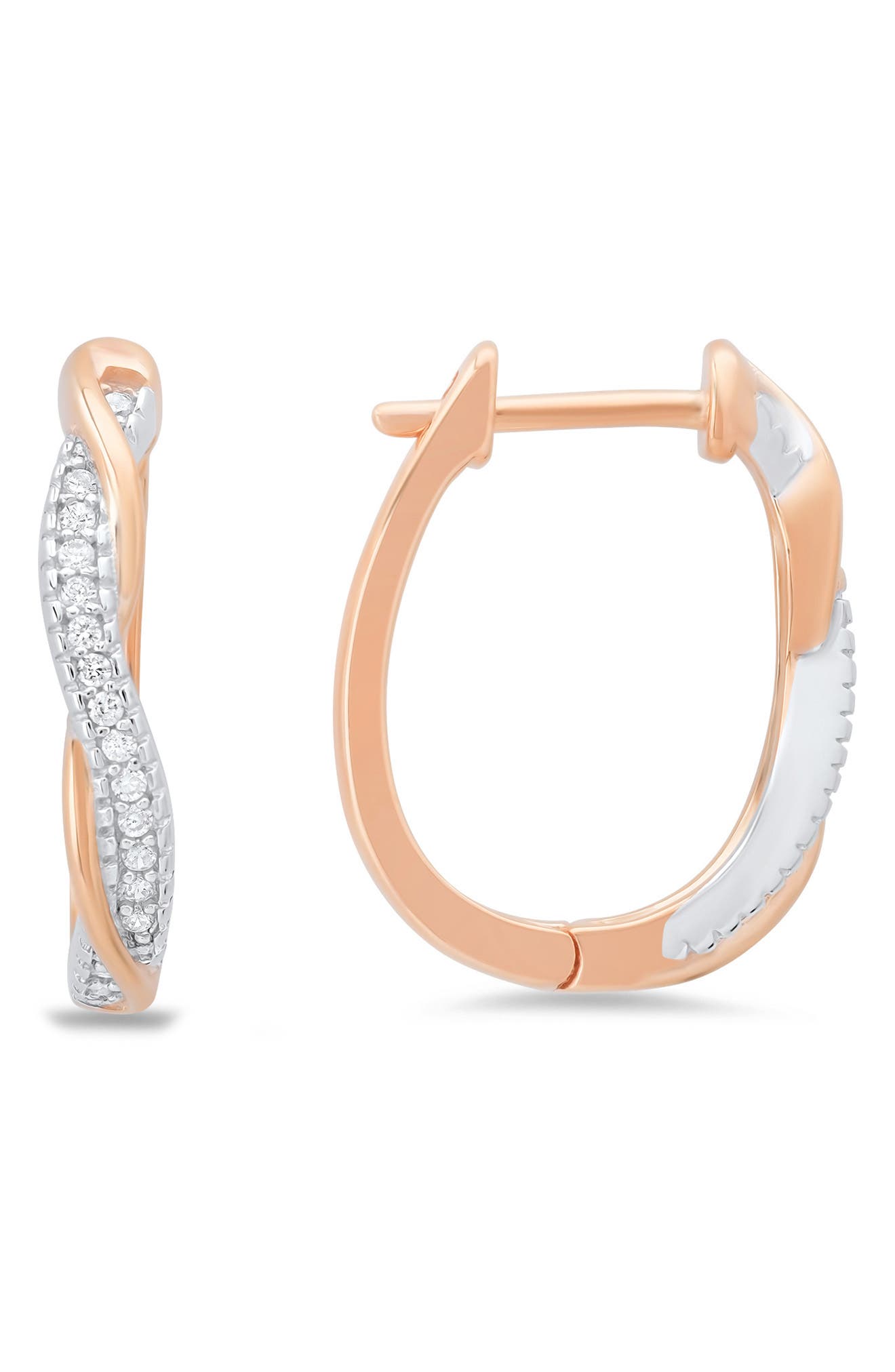 Queen Jewels Two-Tone Cubic Zirconia Swirl Hoop Earrings