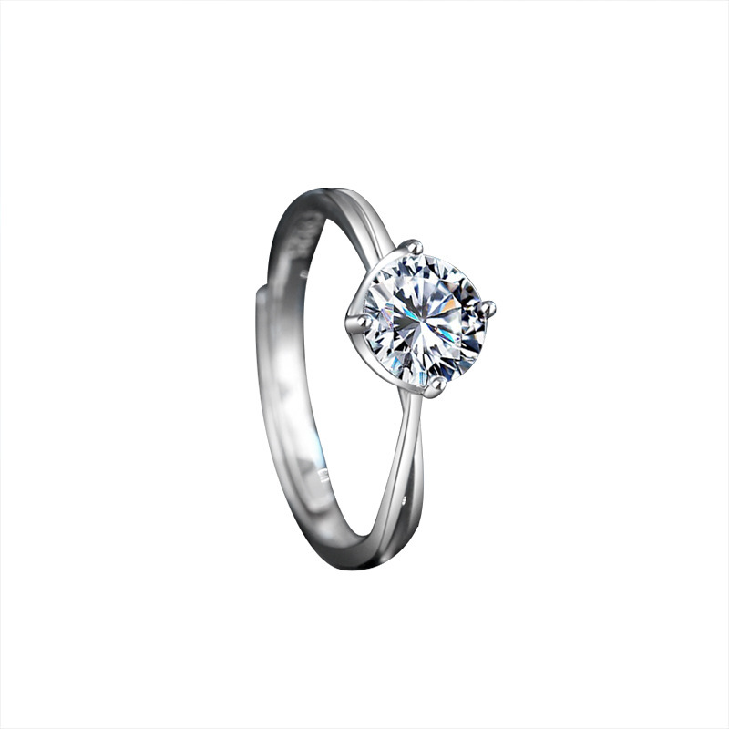 New moissanite ring, sterling silver, 50 points, with a simple, fashionable, and elegant design, featuring a simulated moissanite stone