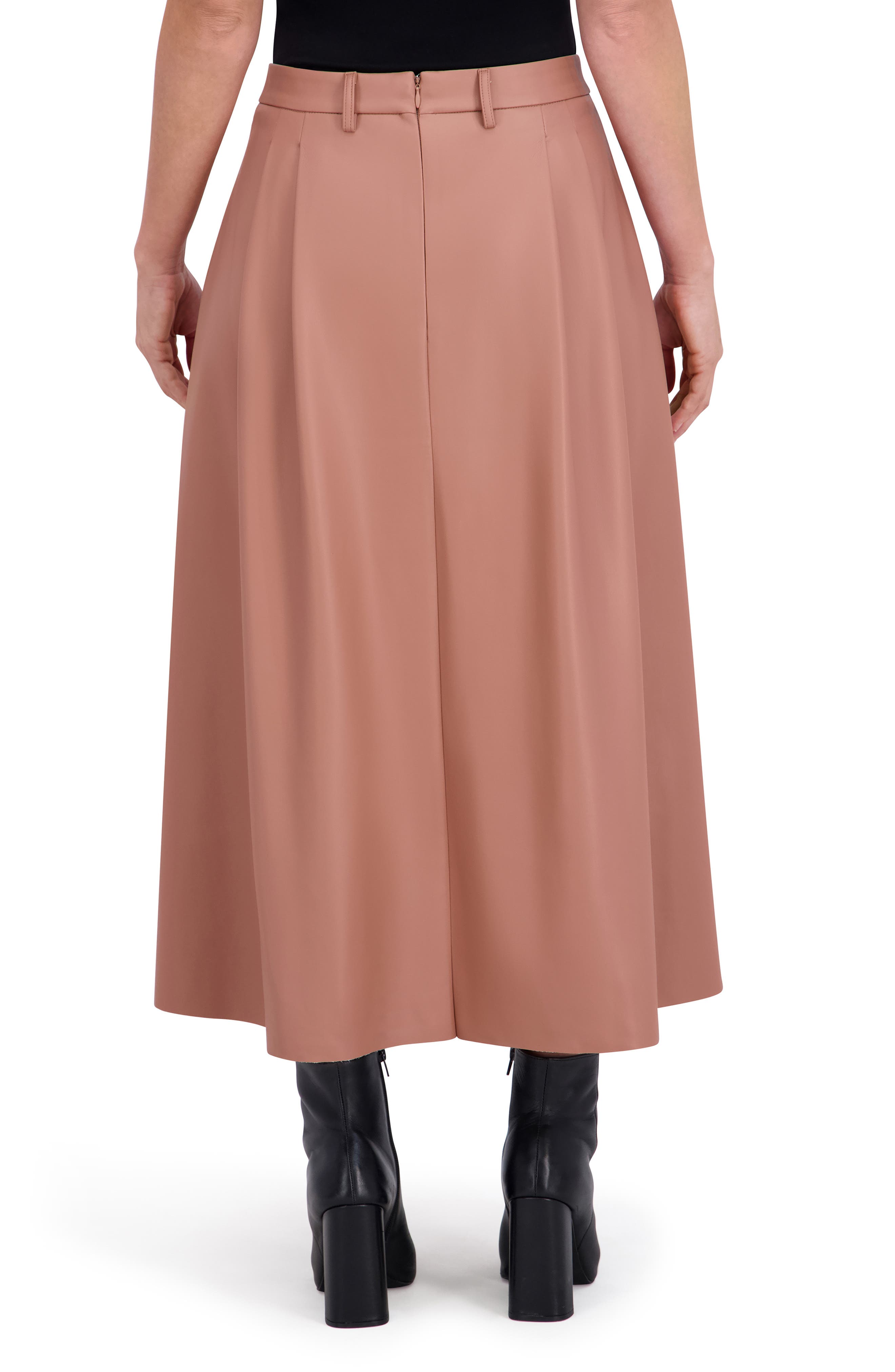 Ookie & Lala Supersoft Faux Leather Pocketed Maxi Skirt