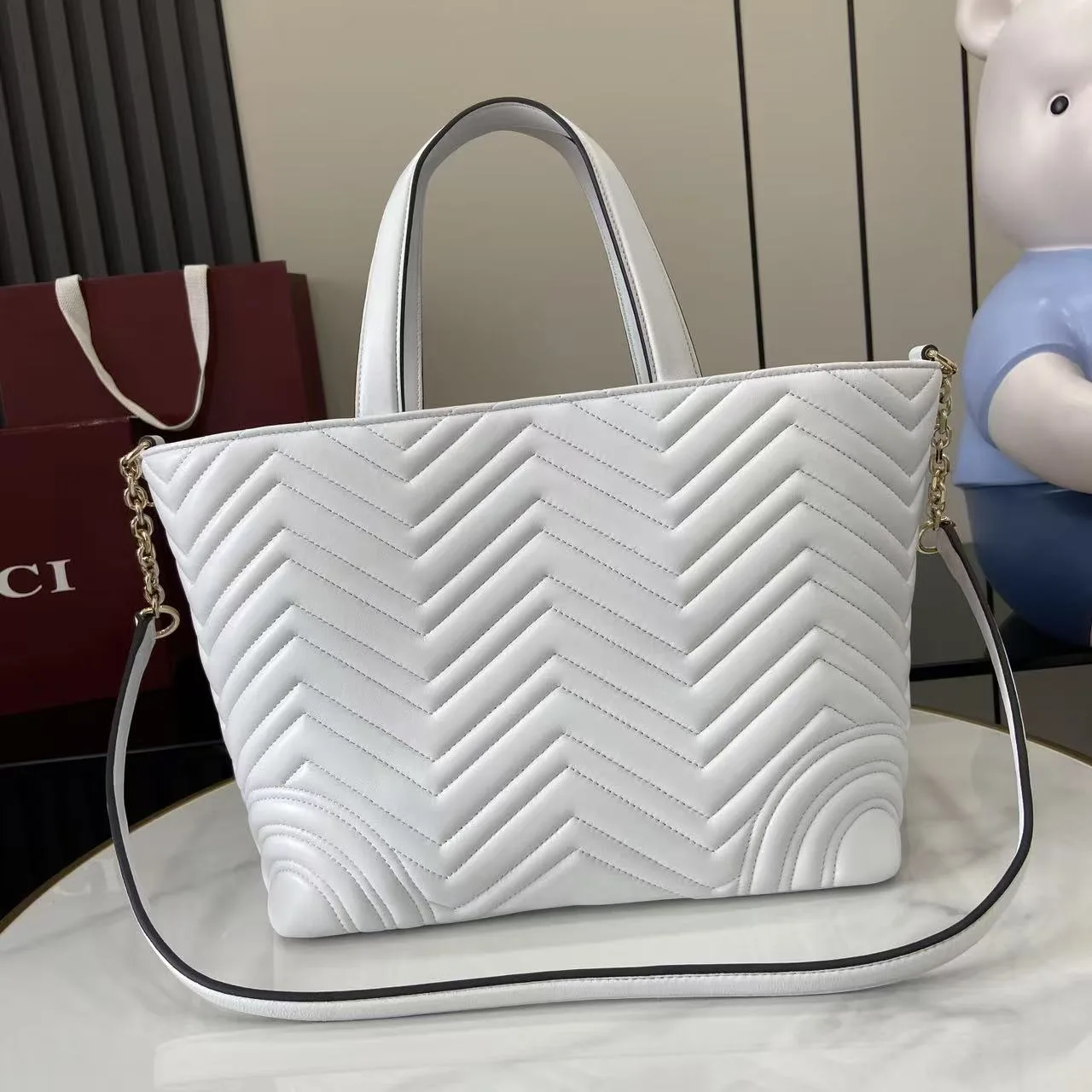 Gucci White Marmont GG Supreme Canvas Tote Bag product photo from LabelPicks