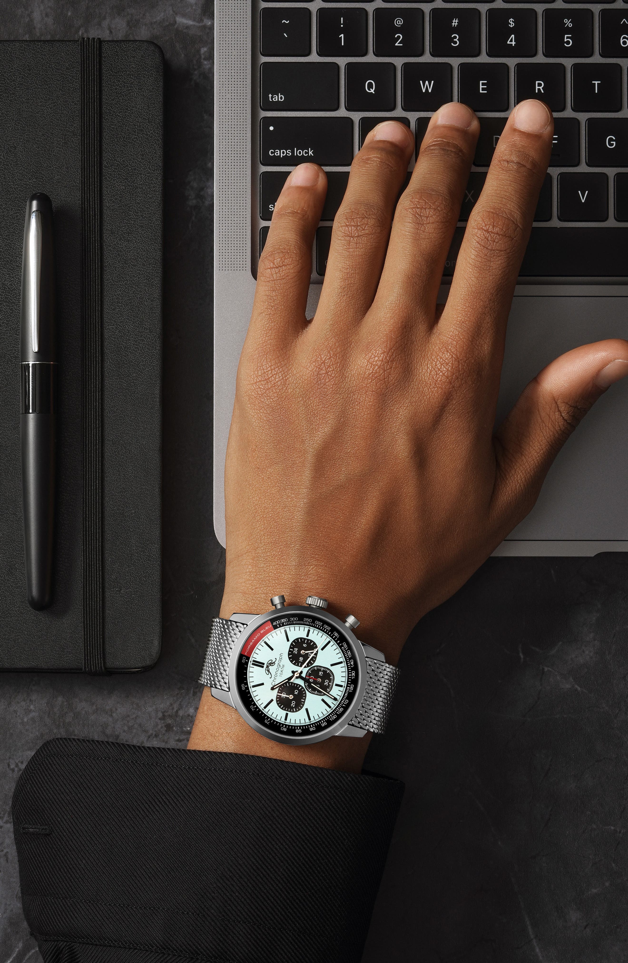 PORSAMO BLEU Simon Mesh Strap Chronograph Watch, 22mm