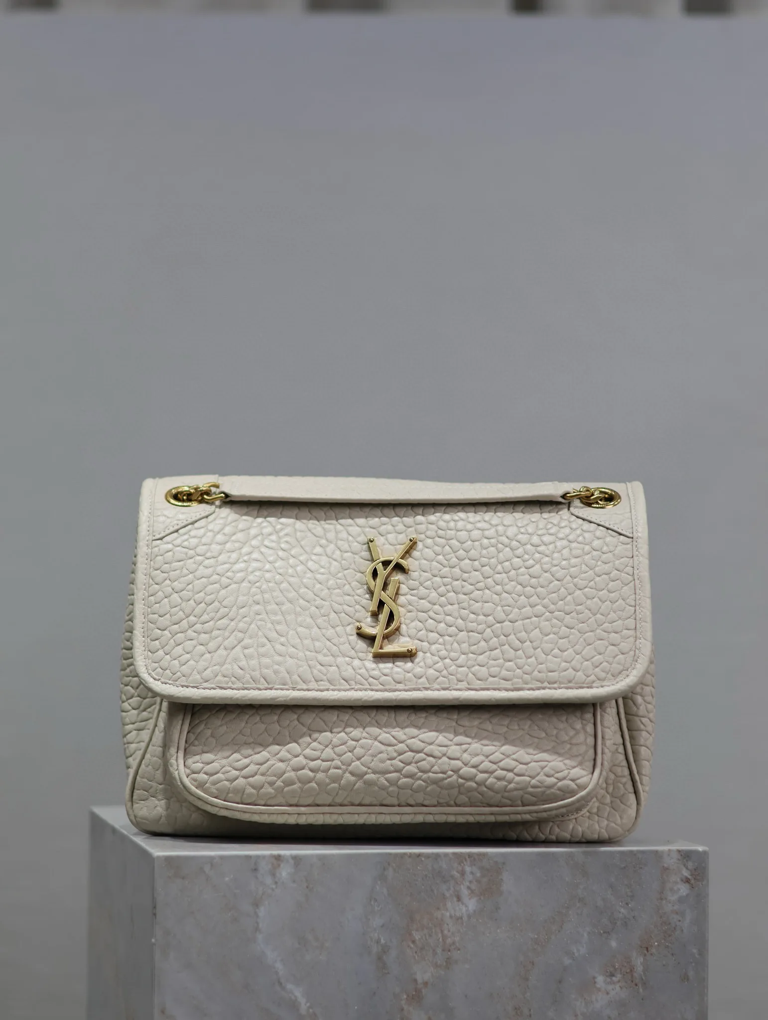Saint Laurent White Niki Lambskin Shoulder Bag product photo from LabelPicks