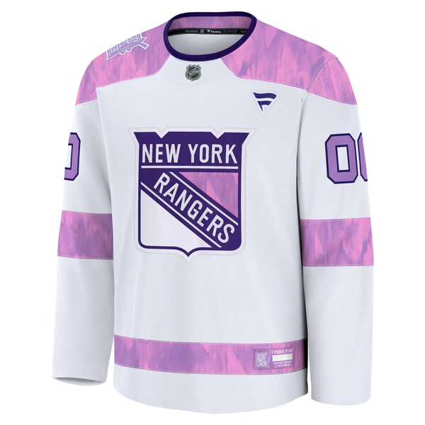 New York Rangers  2024 Hockey Fights Cancer Custom Practice Jersey - White