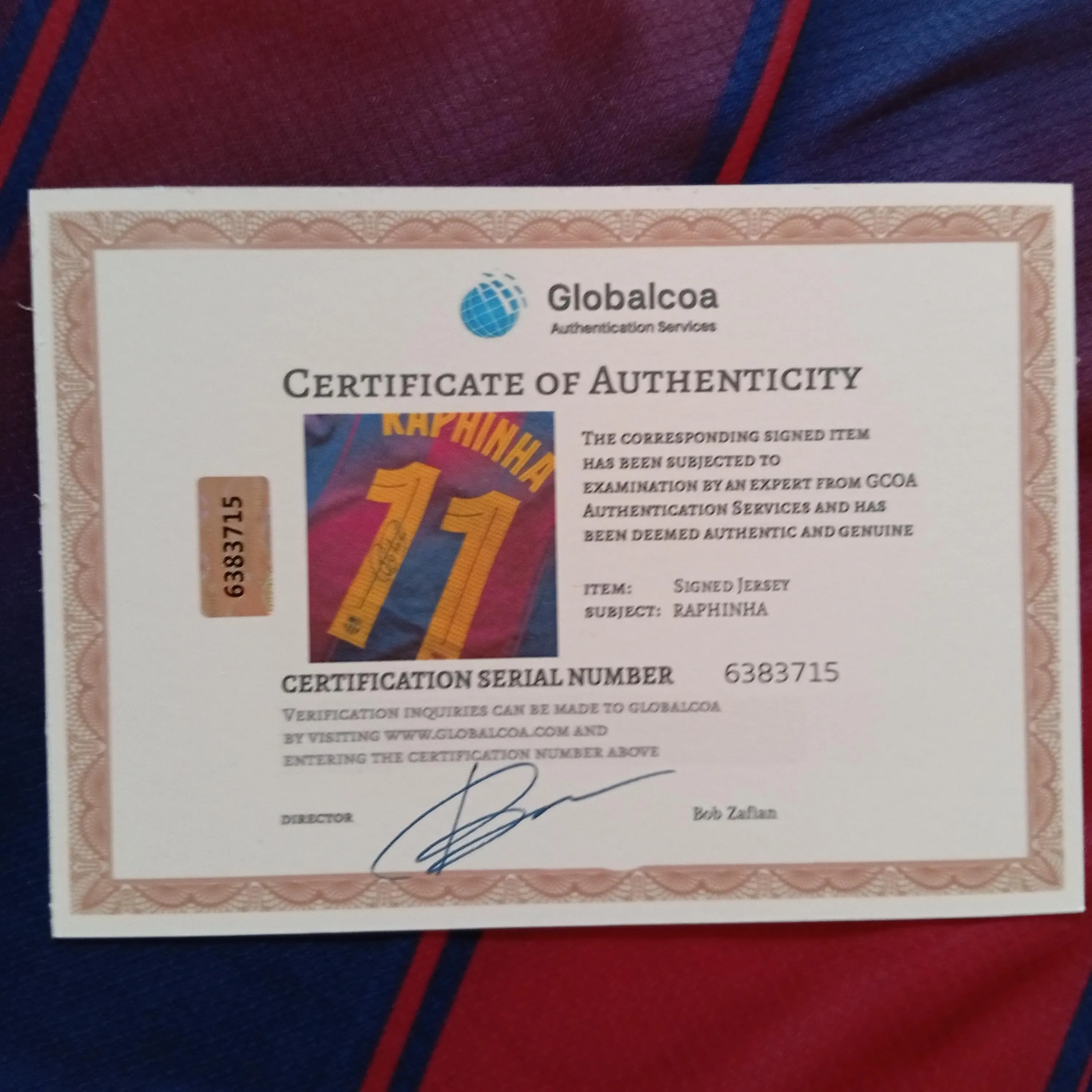 RAPHINHA Signed Autographed Barcelona FC Home Soccer Jersey Football Shirt With COA
