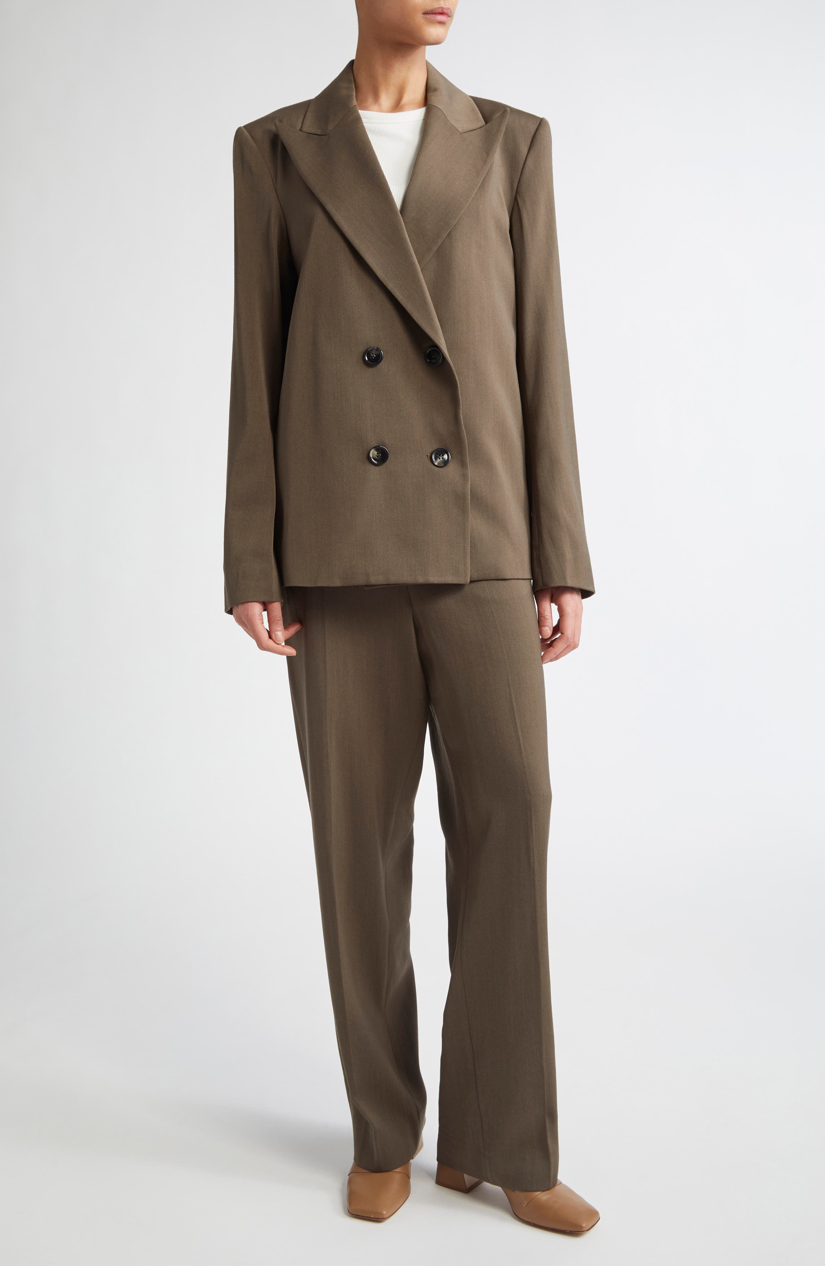 TEURN STUDIOS Straight Leg Wool Gabardine Trousers