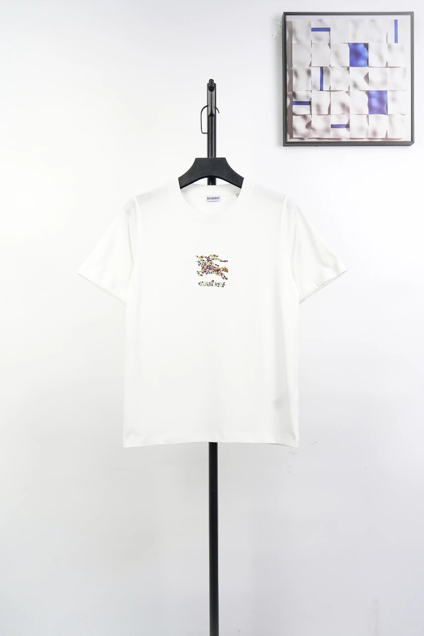 Burberry White Floral Equestrian Knight Print T-Shirt product photo from LabelPicks