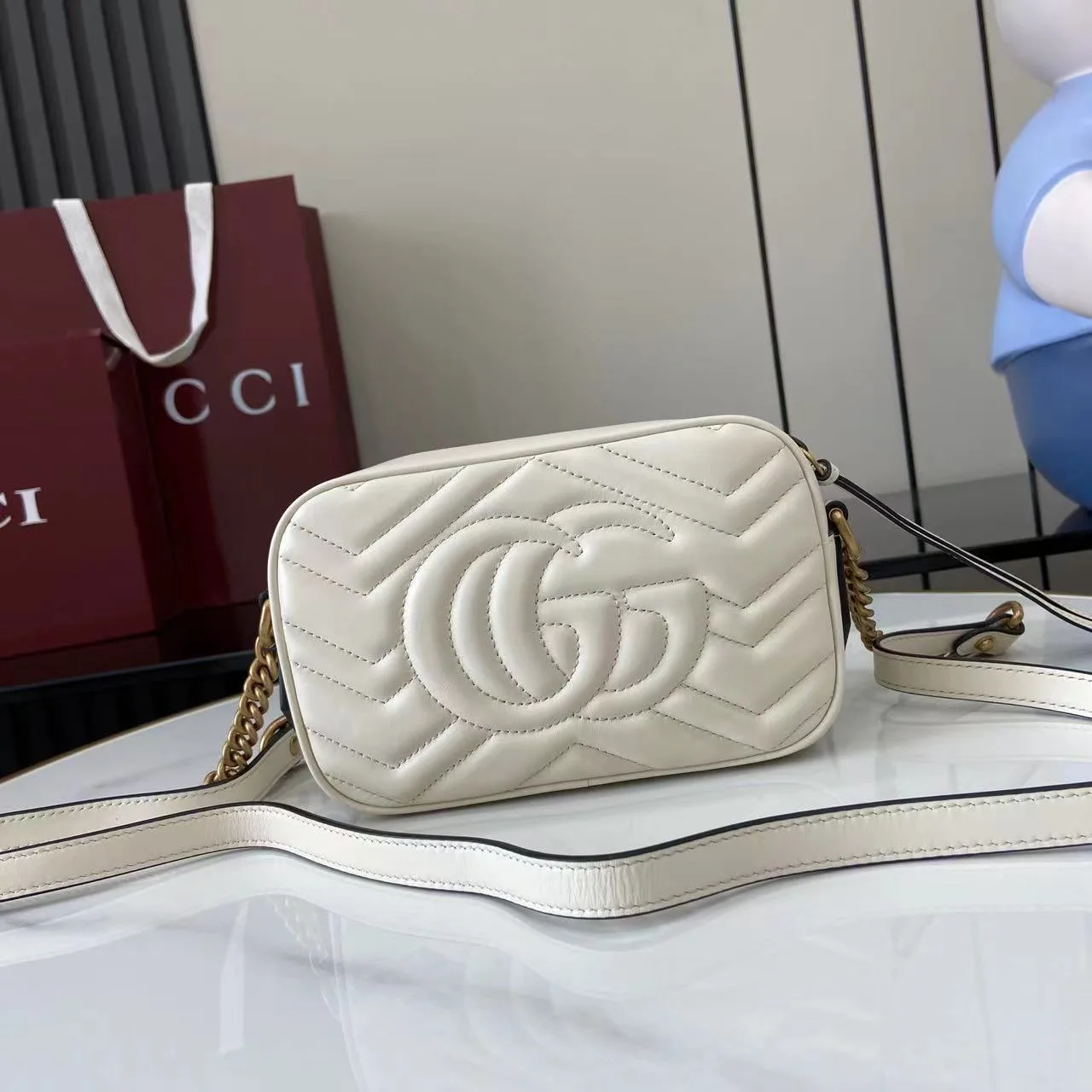 Gucci White Marmont GG Supreme Canvas Crossbody Bag product photo from LabelPicks