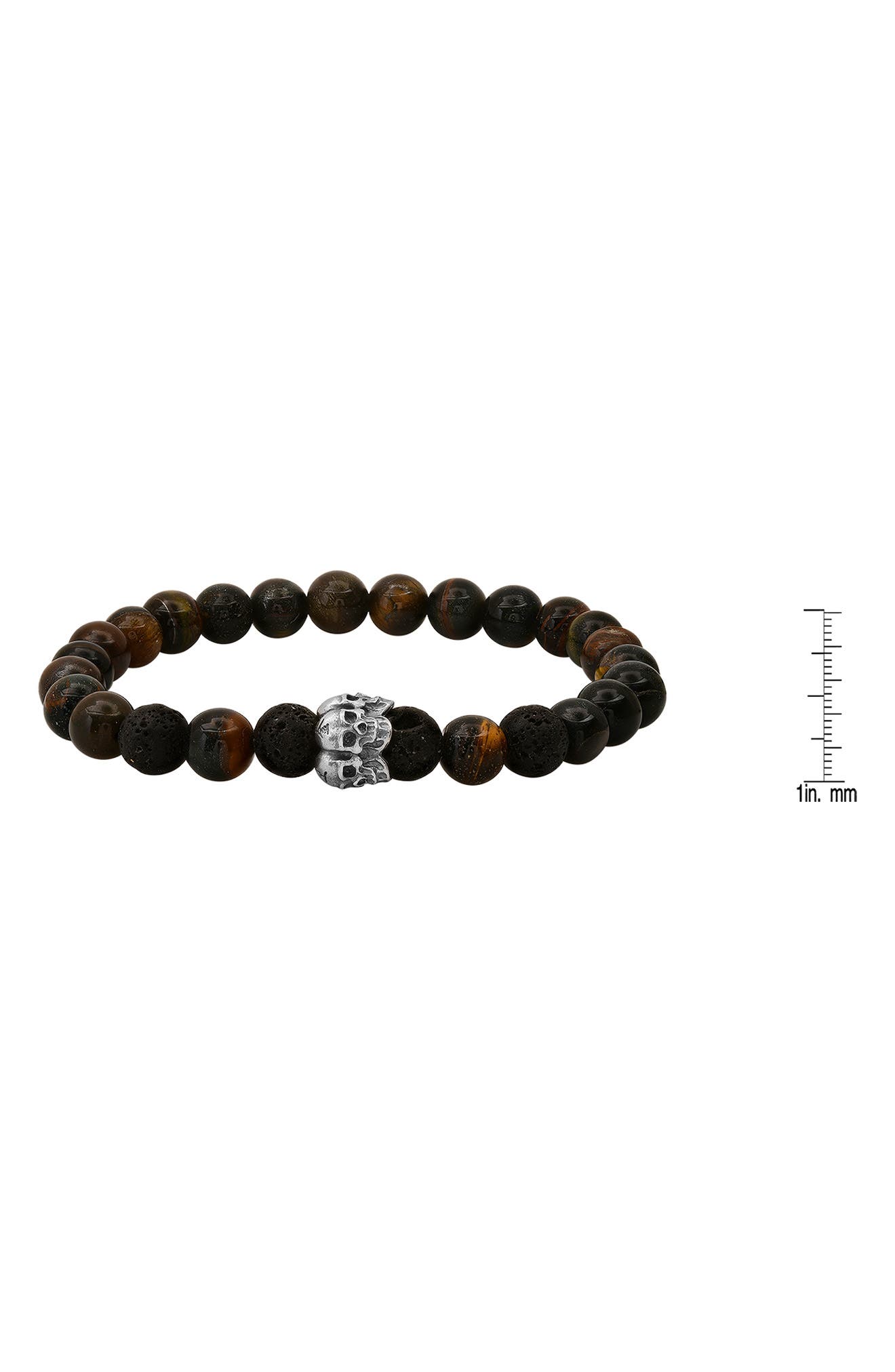 HMY JEWELRY Sterling Silver Tiger's Eye & Lava Bead Stretch Bracelet