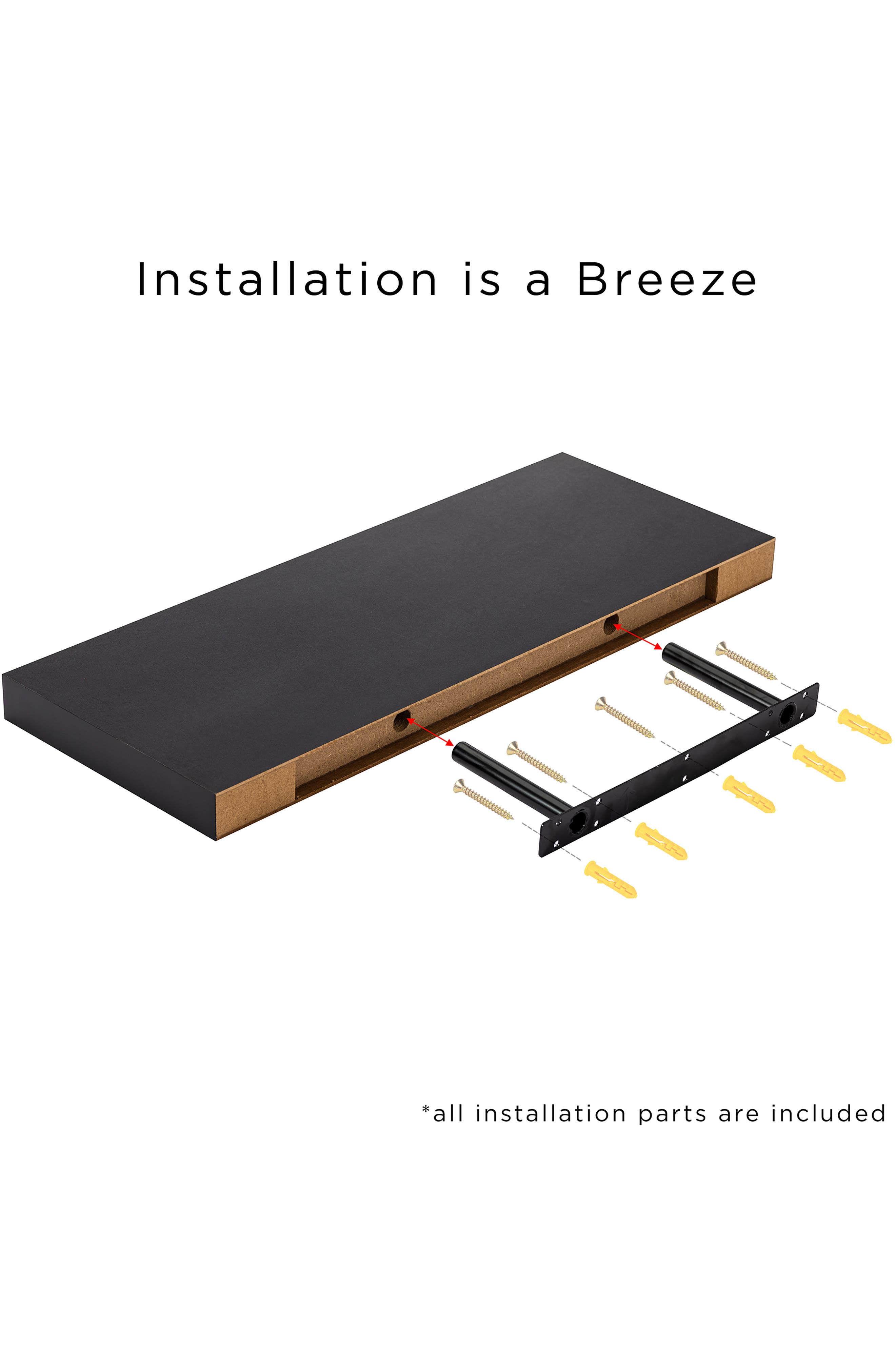 SORBUS Set of 2 Floating Rectangle Wall Shelves