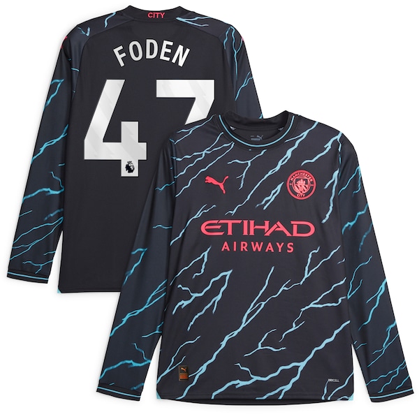 Phil Foden Manchester City Puma 2023/24 Third Replica Long Sleeve Player Jersey - Navy