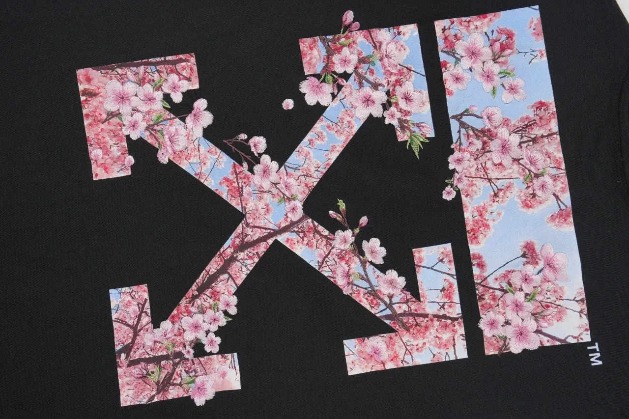 Off-White Black Pink Cherry Blossom Arrow T-Shirt product photo from LabelPicks