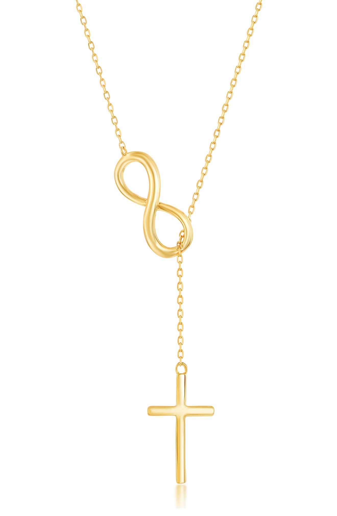 SIMONA Sterling Silver Infinity & Cross Pendant Necklace